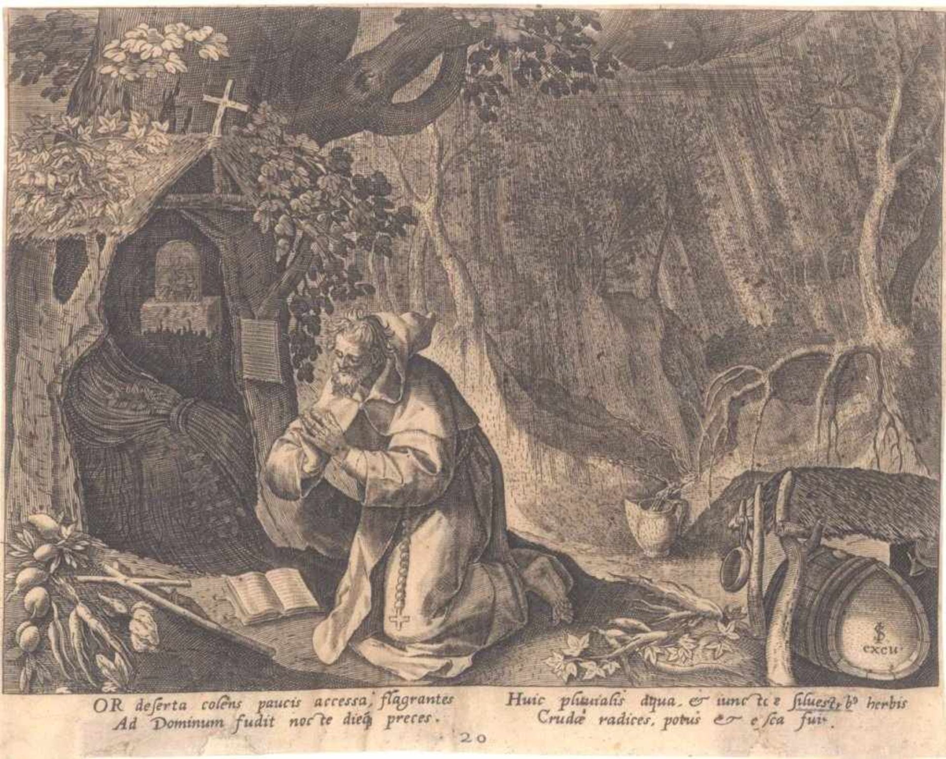 Johann Sadeler der Ältere (Brüssel 1550- um 1600 Venedig)Heiliger Silvestre (Guzzolini)- Einsiedler.