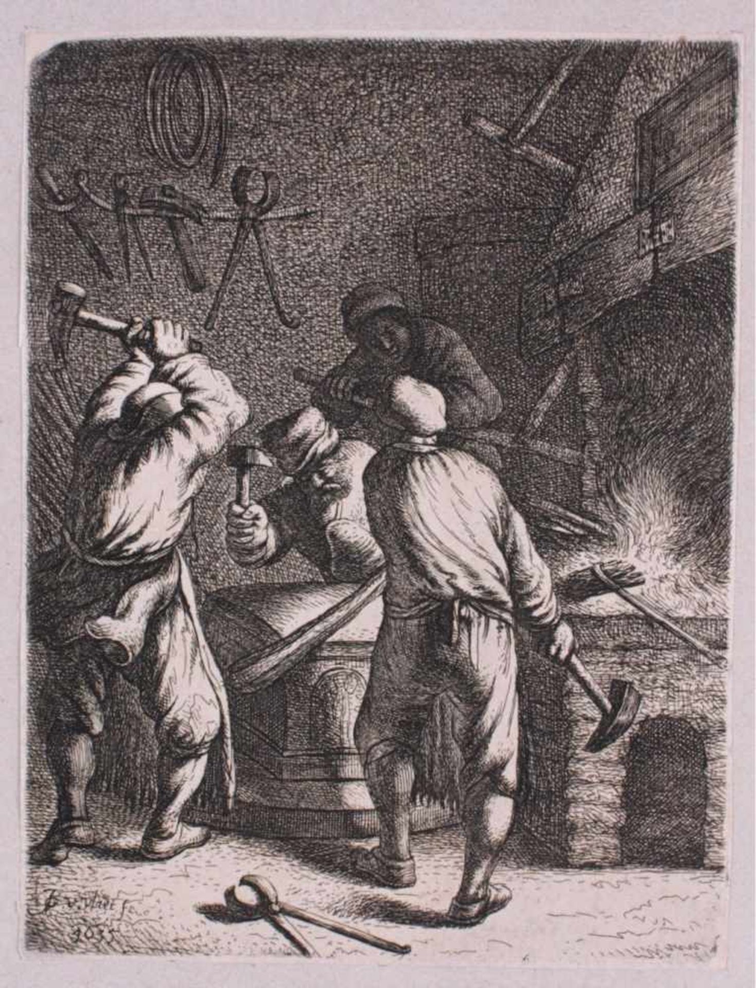 Jan Georg Vliet (ca. 1610-1637)"Le Fogeron". Radierung. In der Platte signiert, ca. 21 x 16cm
