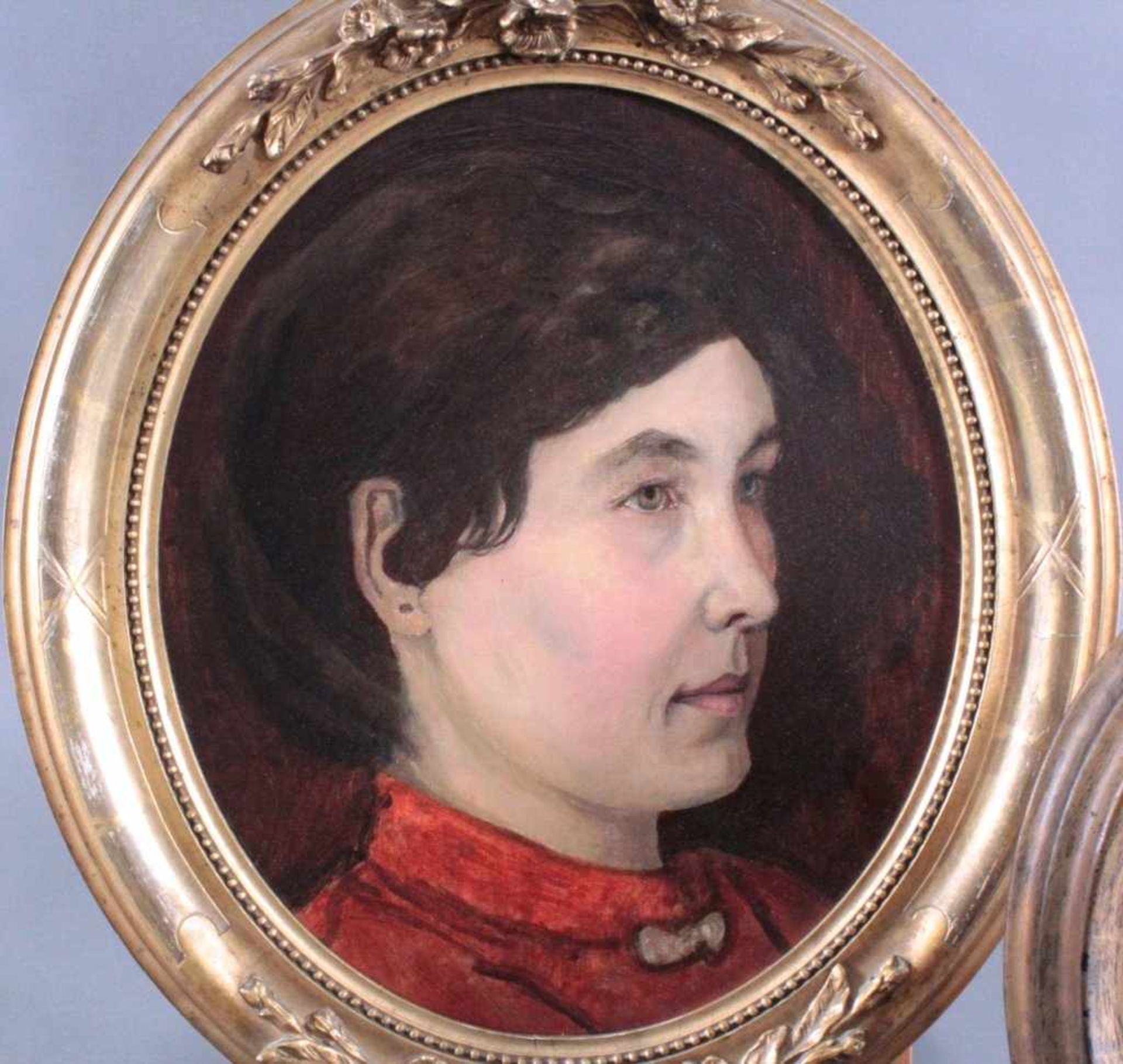 Clara Behaghel. Geb. Zöller (1866 Erlangen - 1924 München)Öl/Leinwand, "Damen Portrait". Stück der - Bild 4 aus 7