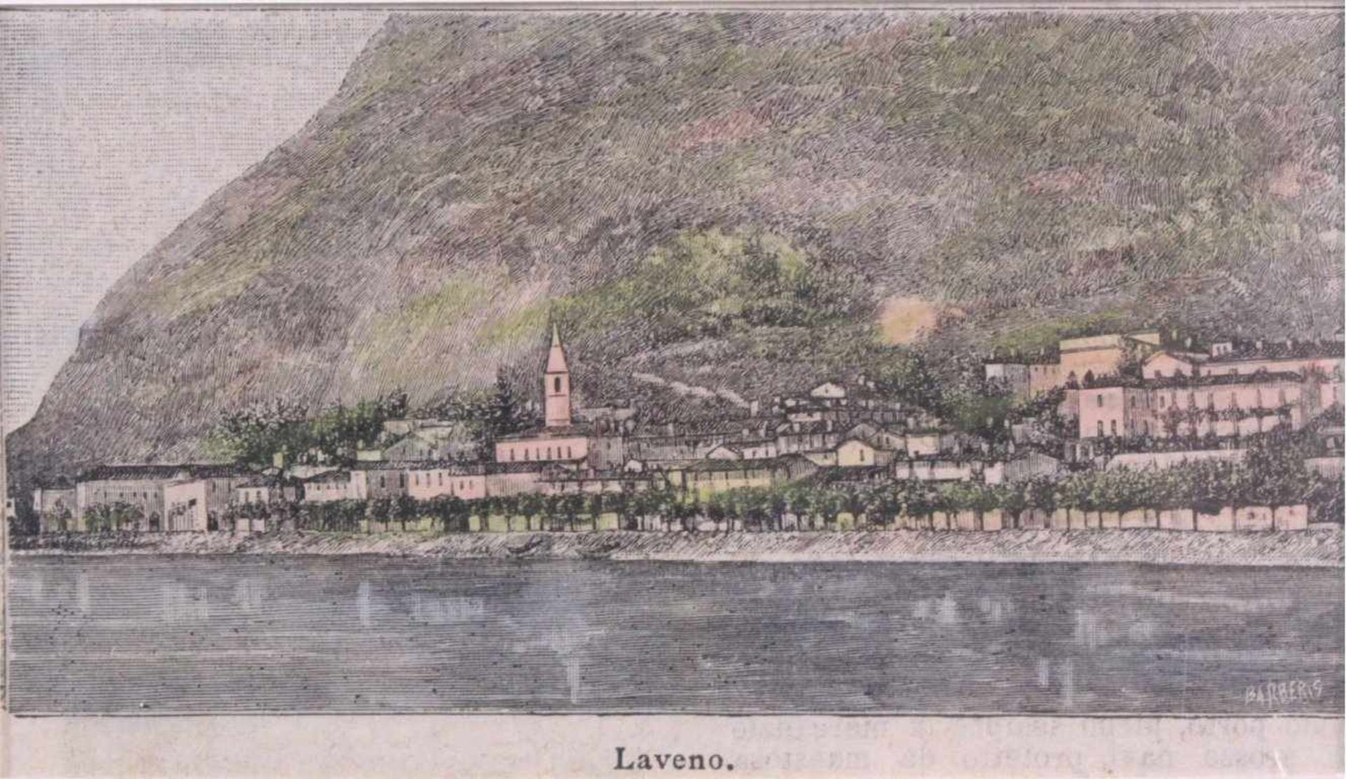 Sechs kolorierte LithographienStädteansichten in und rundum Laggo Maggiore. Laveno, Lesa, - Bild 6 aus 7
