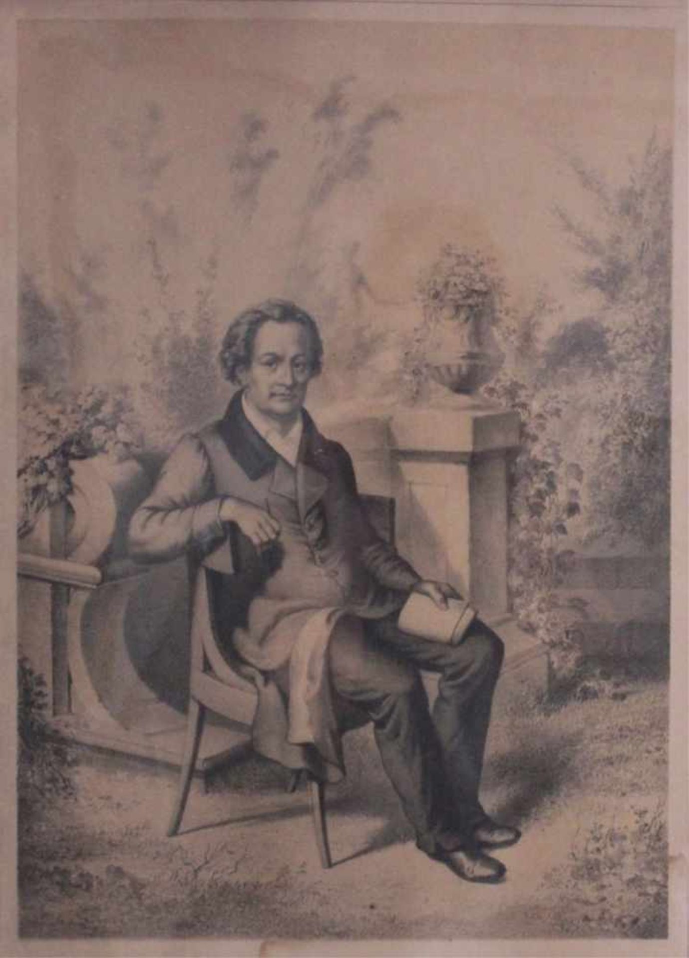 Zwei Lithographien. Goethe und SchillerGetönte Lithographien v. L. Bisch nach Chr.Bach. Verlag - Bild 2 aus 5