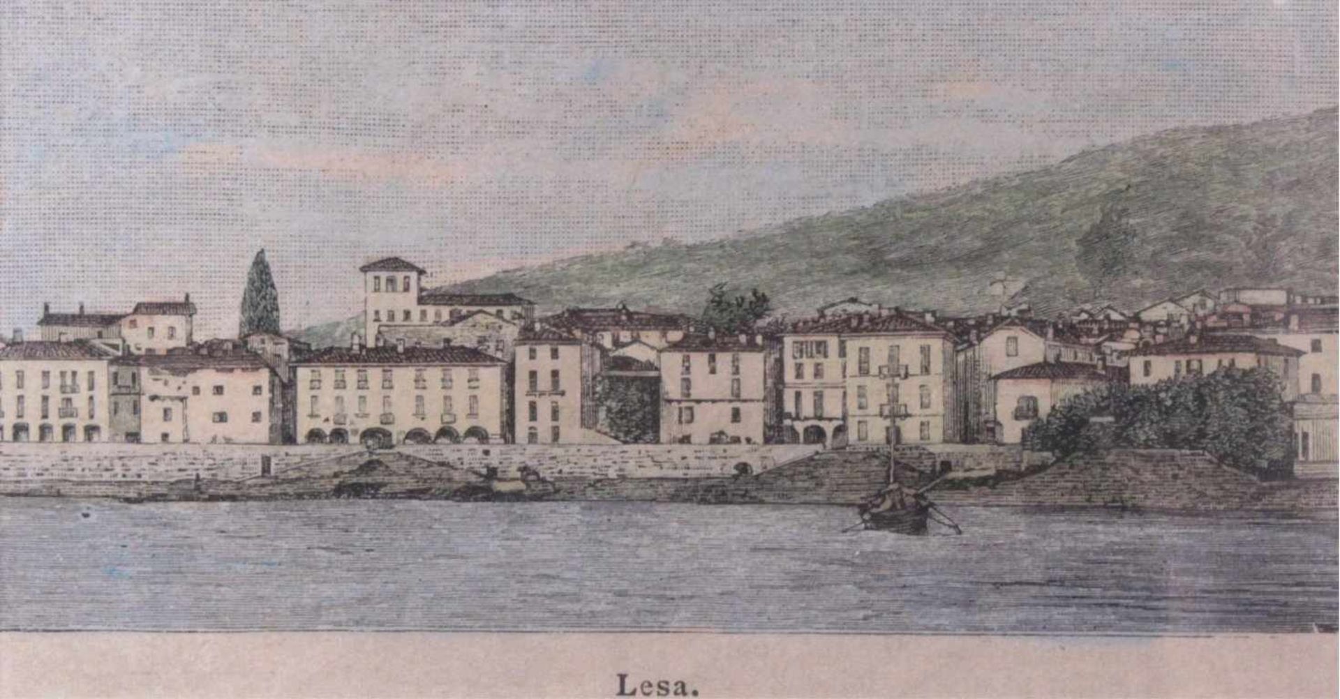 Sechs kolorierte LithographienStädteansichten in und rundum Laggo Maggiore. Laveno, Lesa, - Bild 5 aus 7