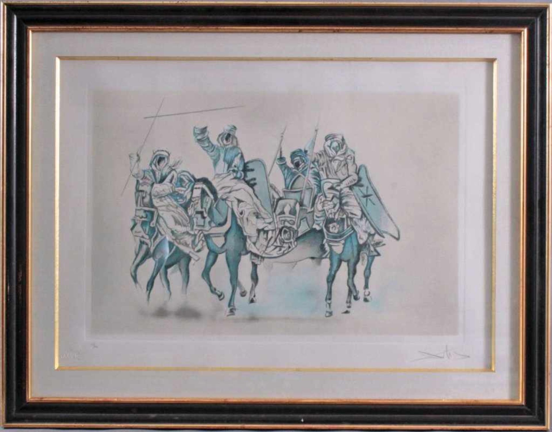 Salvador DALI (1904-1989) "Blaue Reiter"Farblithografie, unten rechts mit Bleistift signiert,