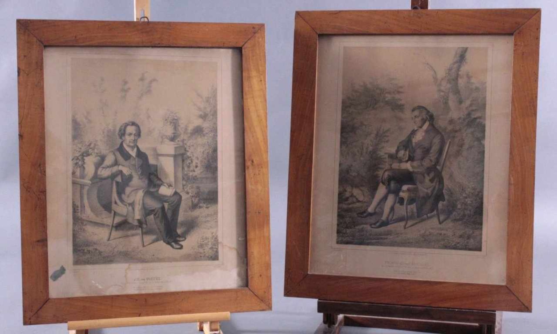 Zwei Lithographien. Goethe und SchillerGetönte Lithographien v. L. Bisch nach Chr.Bach. Verlag