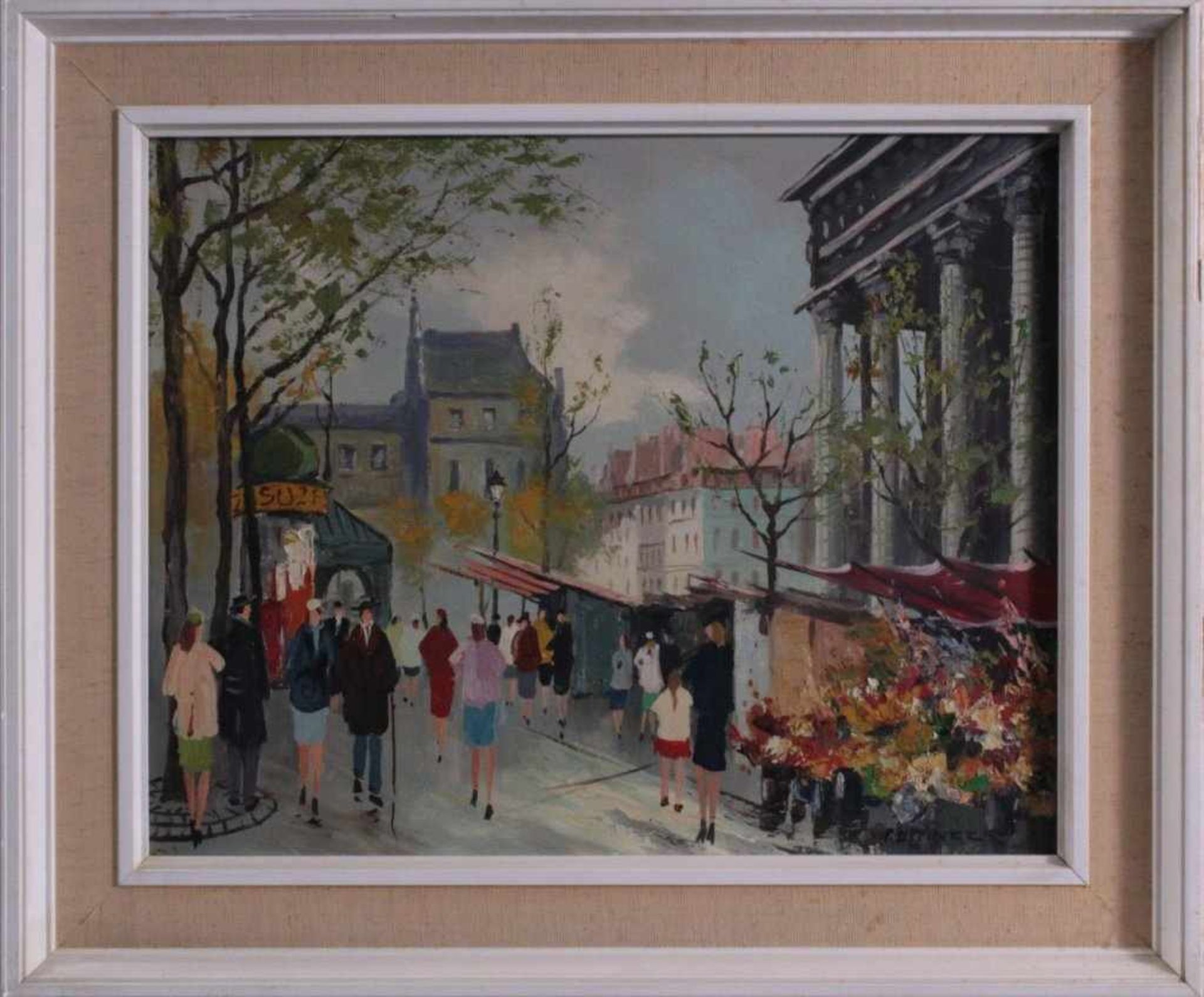F. AttingerÖl auf Leinwand. "Paris, Madeleine (Blumenmarkt)", untenrechts signiert, ca. 40 x 50