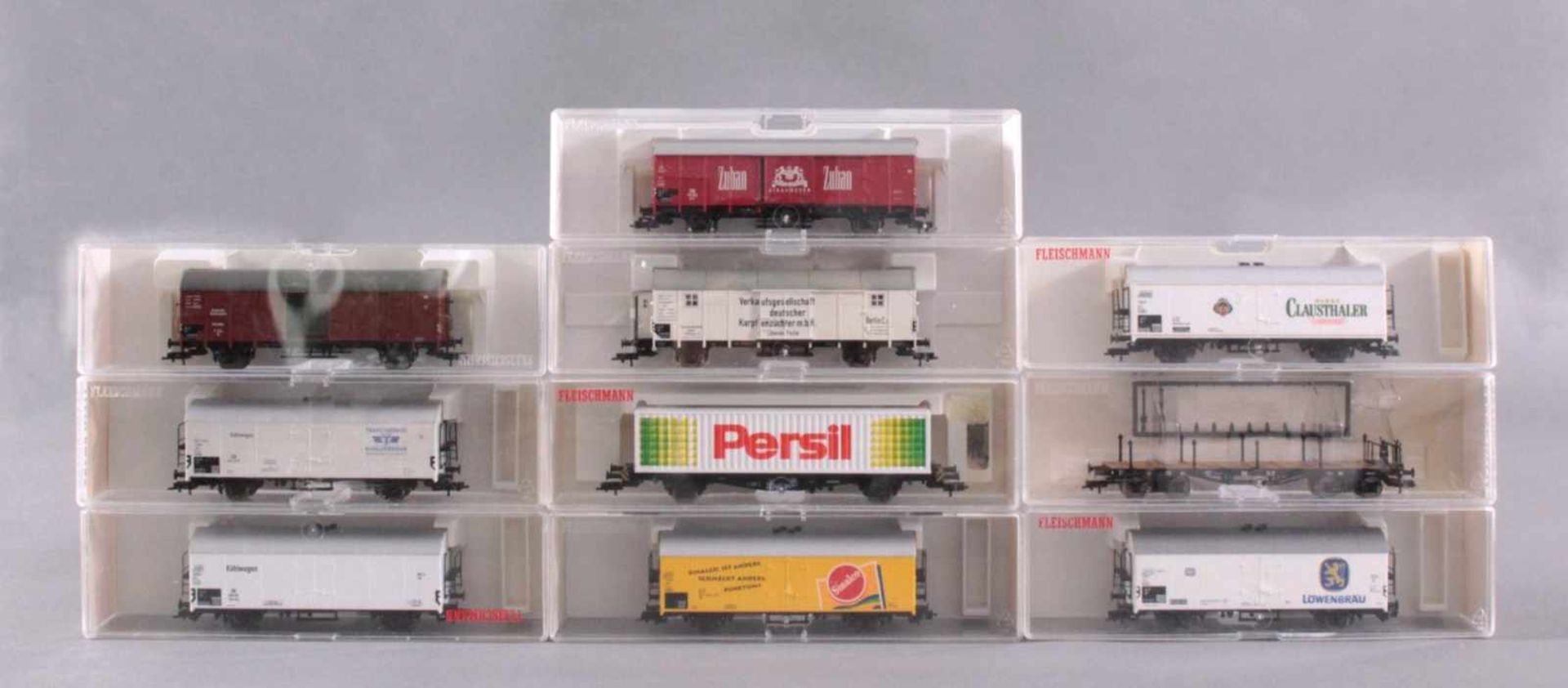 10 Fleischmann Waggons Spur H0Neuwertig und in Originalverpackung, 5304, 5320, 5244, 530902, 5344,