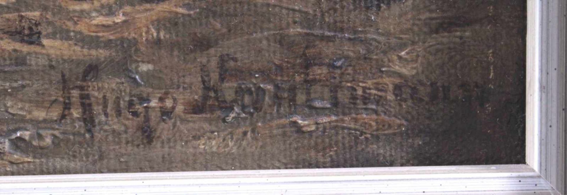 Hugo Kanttmann ?-?, Bäuerin beim HolzsammelnÖl auf Leinwand gemalt, unten links signiert, gerahmt, - Bild 3 aus 4