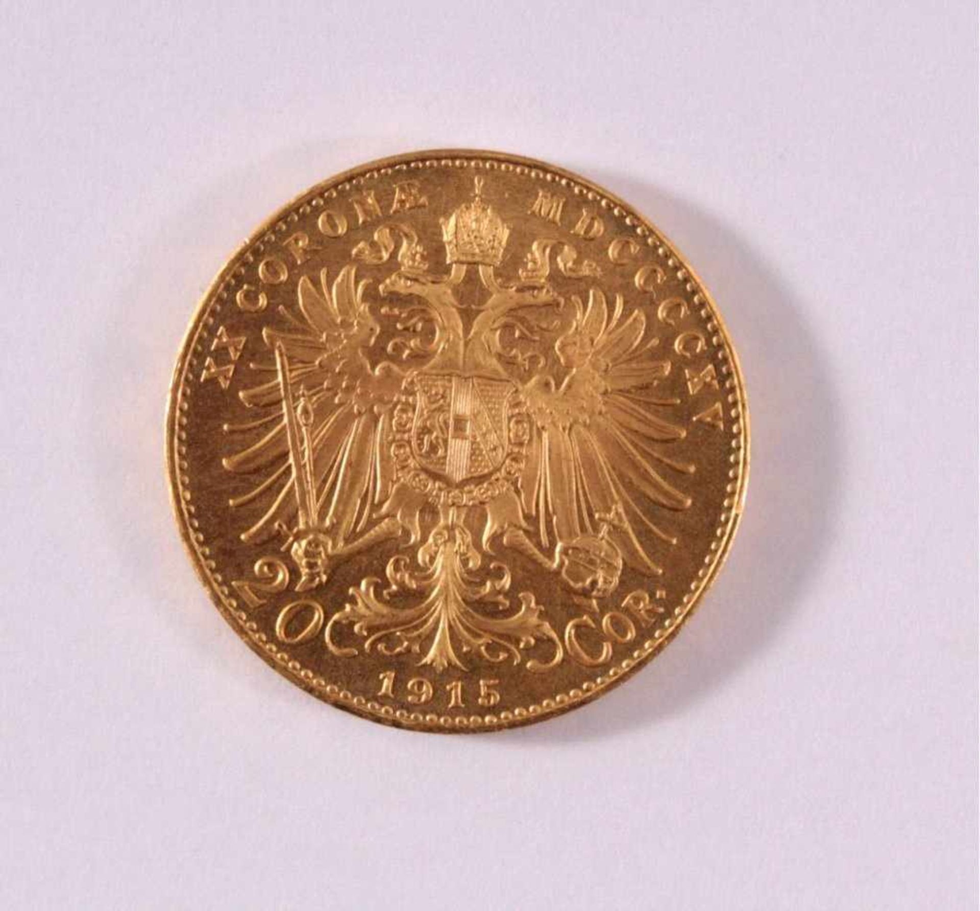 Österreich 20 Corona 1915Ca. 6,7 g, Durchmesser 2,1 cm in vz. - Bild 2 aus 2
