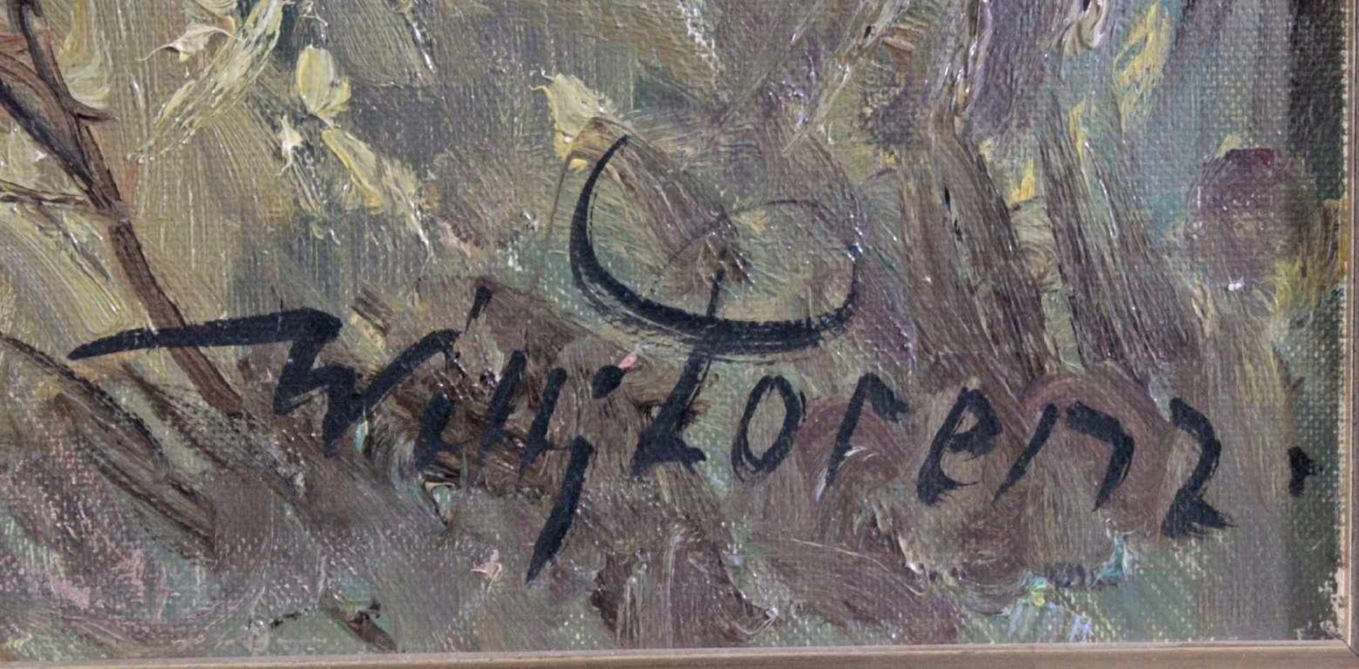 Willi Lorenz 1901-1981. Aufsteigende Enten am SeeÖl auf Leinwand gemalt, unten rechts signiert, - Bild 3 aus 4