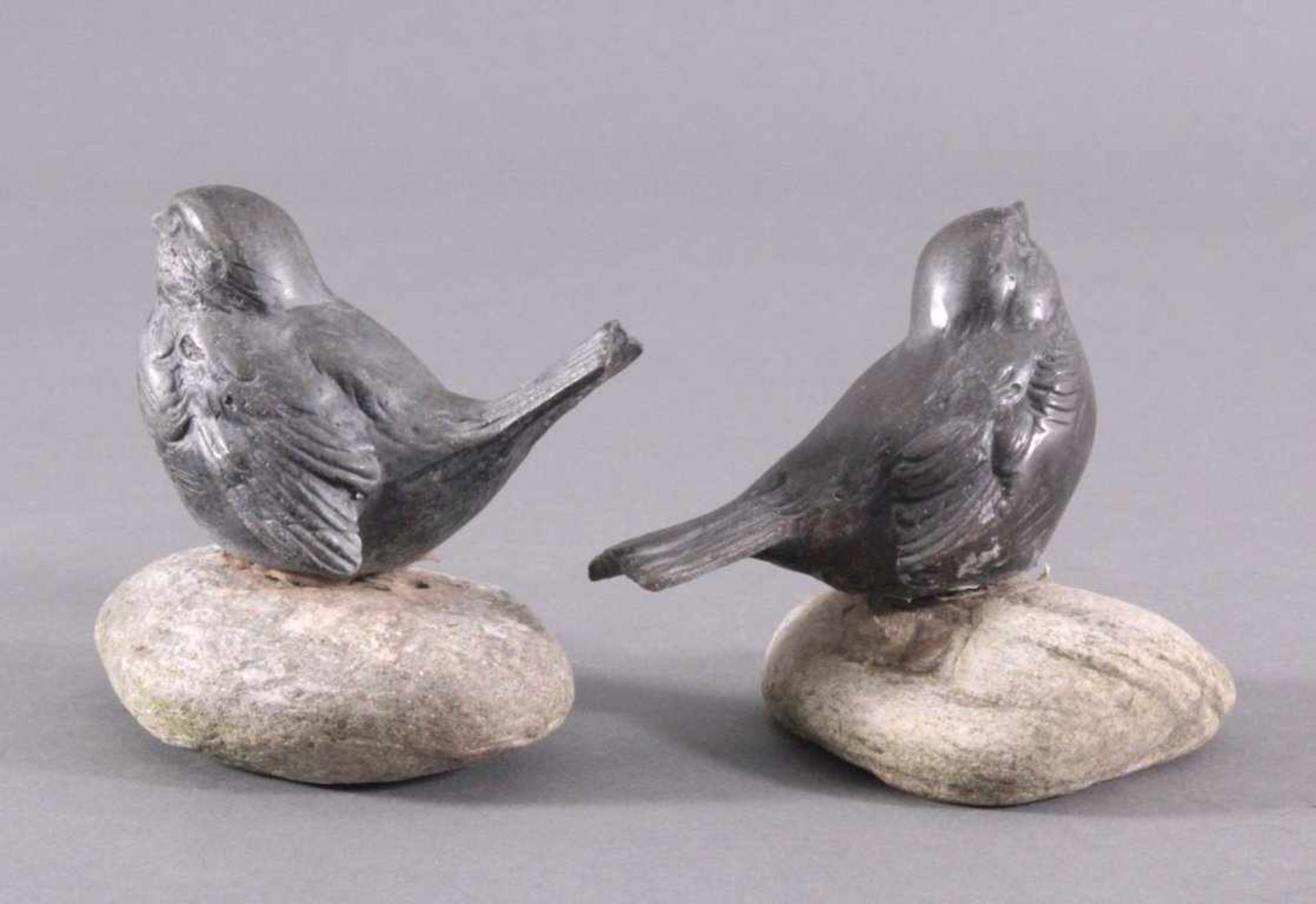 Philipp Basche, 2 Spatzen auf UrgesteinBildhauer des 20. Jh., Skulptur aus Bronze, - Bild 2 aus 2