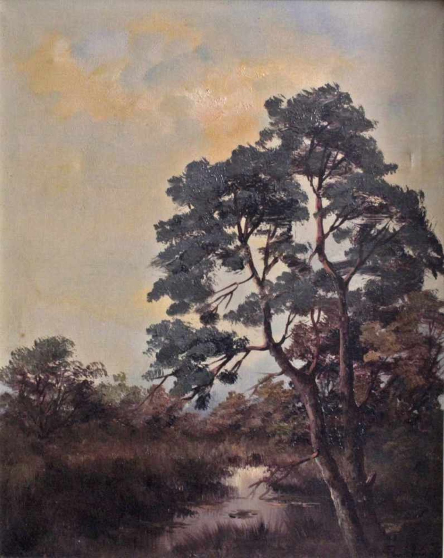Moorlandschaft mit Bachlauf, Künstler des 20, Jh.Öl auf Leinwand, unten rechts signiert, am oberen - Bild 2 aus 4