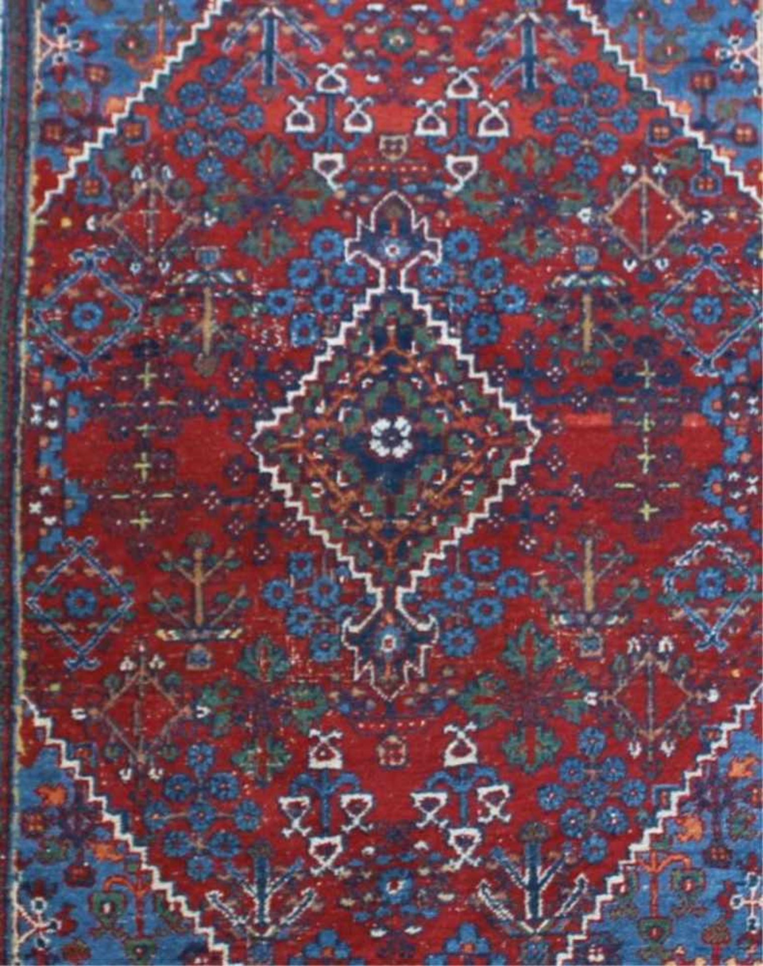 Antiker OrientteppichRot und blaugrundig, ca. 205 cm x 129 cm - Image 2 of 3