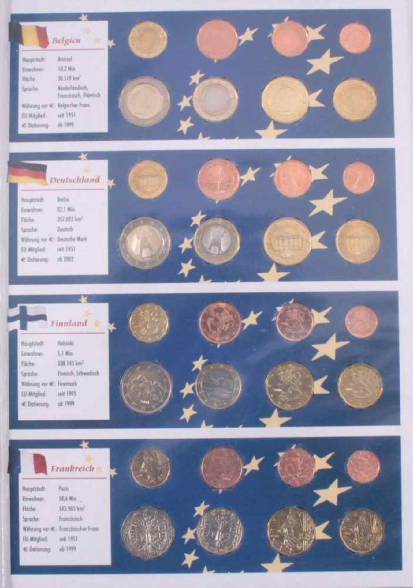Der Euro 2002, alle 12 Euro Länder12 Kursmünzensätze, in Pappblistern. - Image 4 of 5