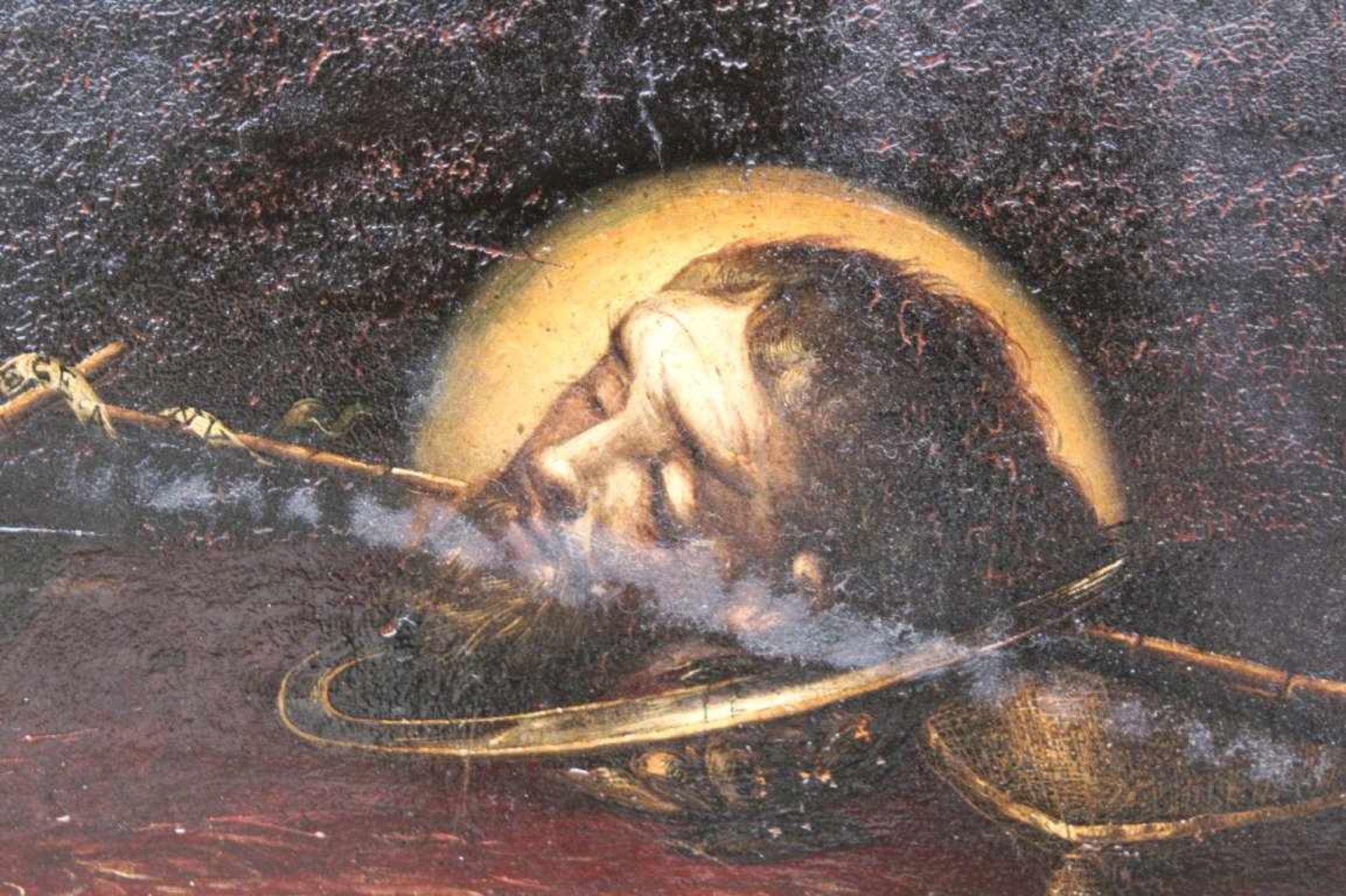 Unbekannter Künstler des 17./18. JahrhundertsDas Haupt, Johannes des Täufers. Öl auf Holz, - Bild 3 aus 6