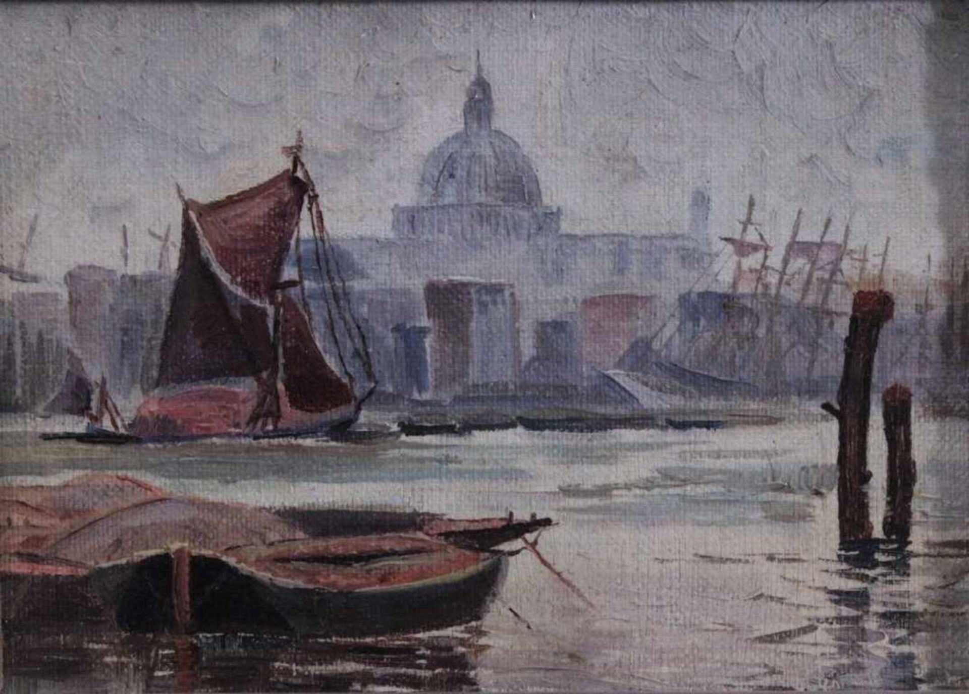 2 kleine Gemälde "Venedig"Öl auf Leinwand gemalt, 1 Bild unten rechts bez. Cop H.AS.72, gerahmt, ca. - Bild 2 aus 5
