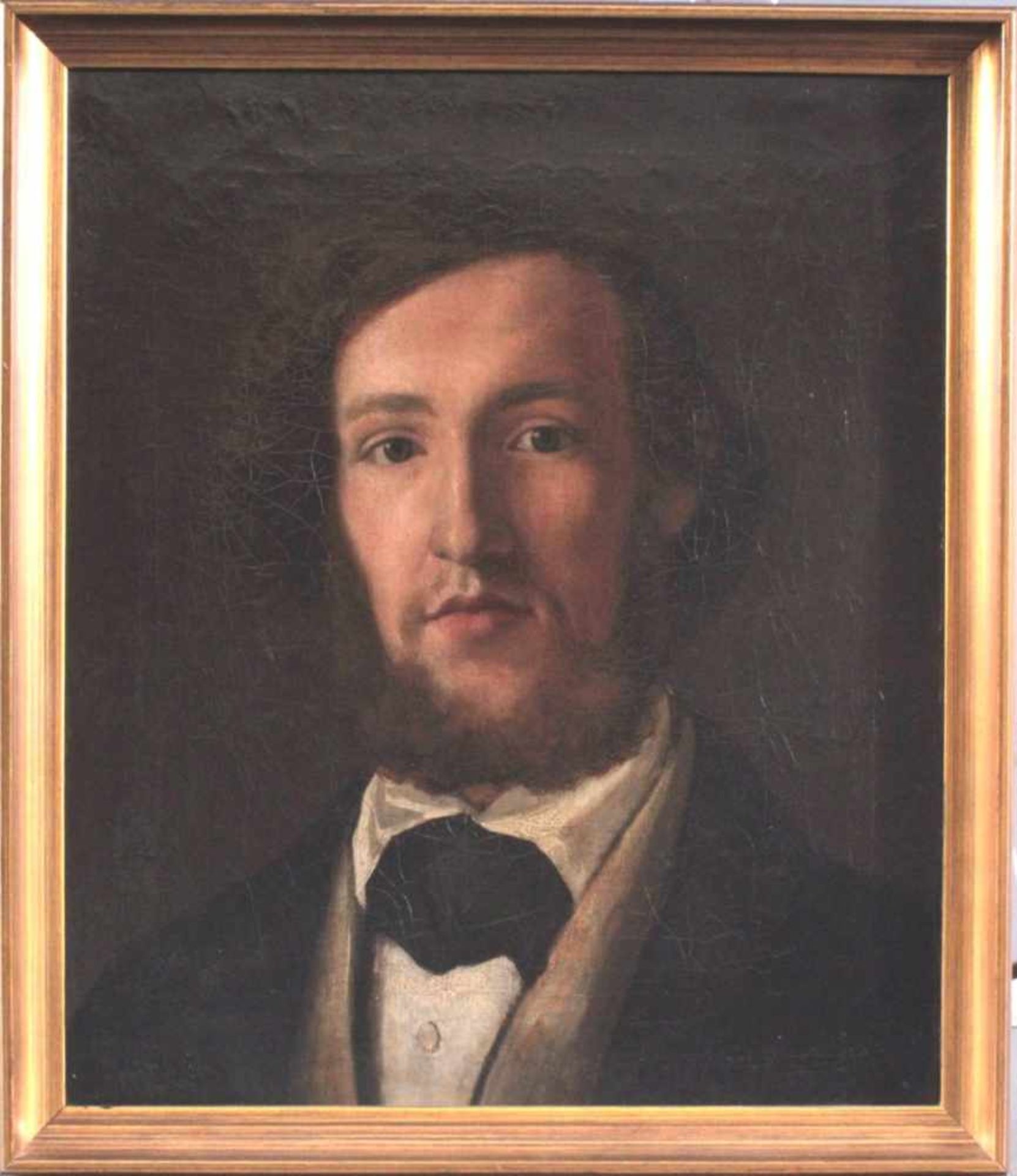 B. Fried ?-?, Biedermeier Gemälde "Herrenportrait"Öl auf Leinwand gemalt, signiert B. Fried, auf der