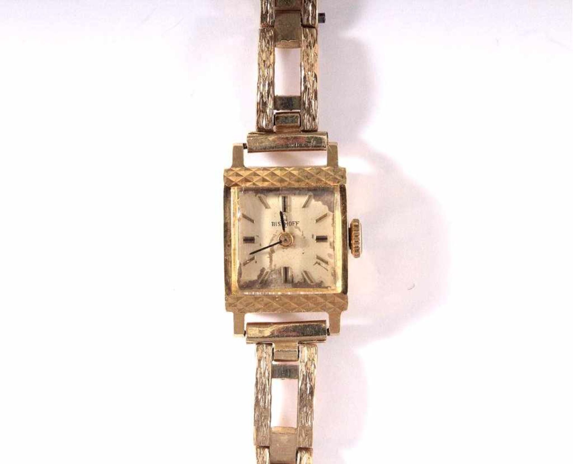 Bischoff Damenarmbanduhr, 750er GelbgoldUhrengehäuse aus 750er Gelbgold, Armband aus 333er - Bild 2 aus 5