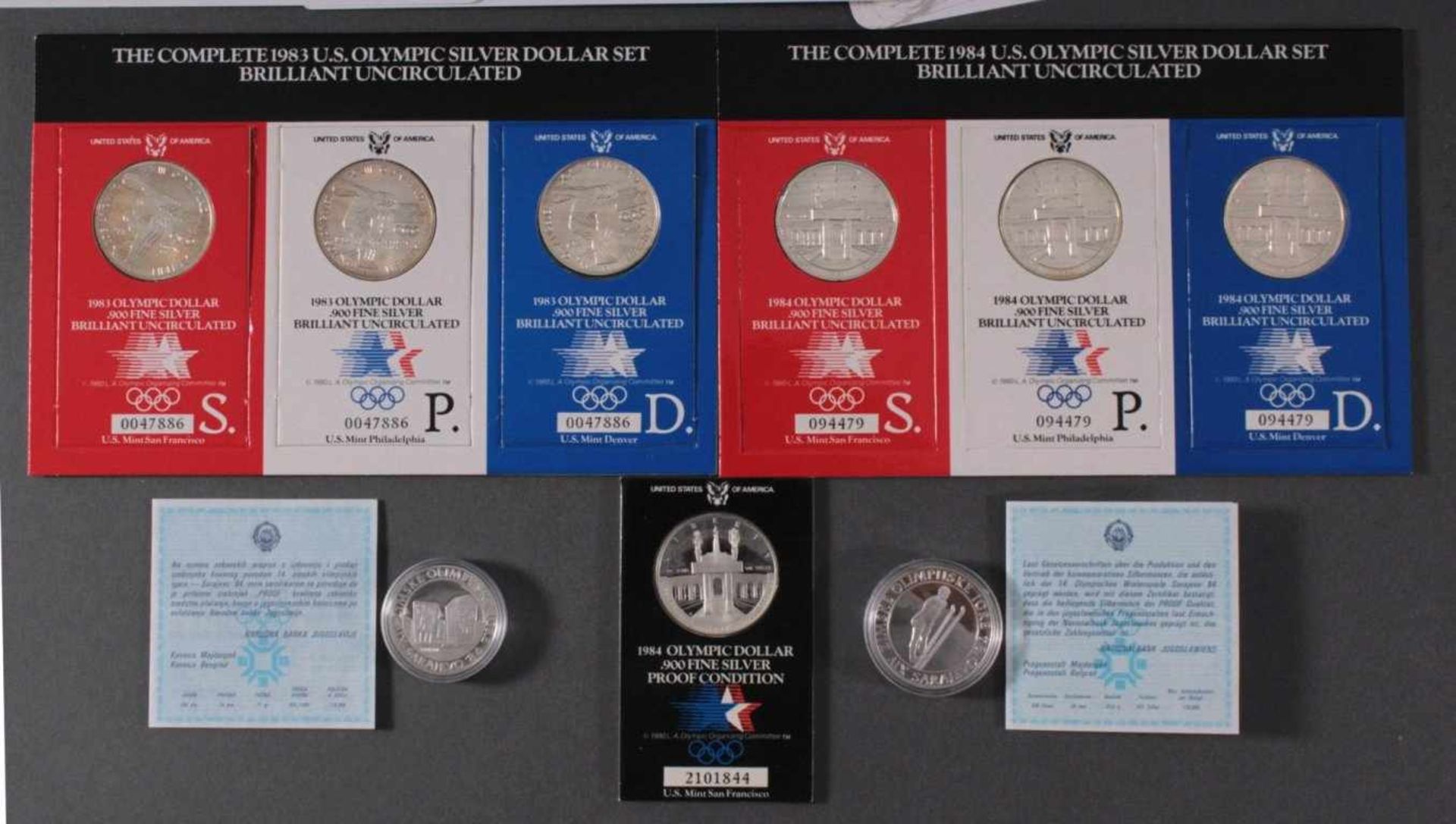 Silbermünzen Olympiade 1984 Los Angeles1x 250 Dinare, 925er Silber, 17 Gramm, PP in Münzkapsel.1x - Bild 2 aus 3