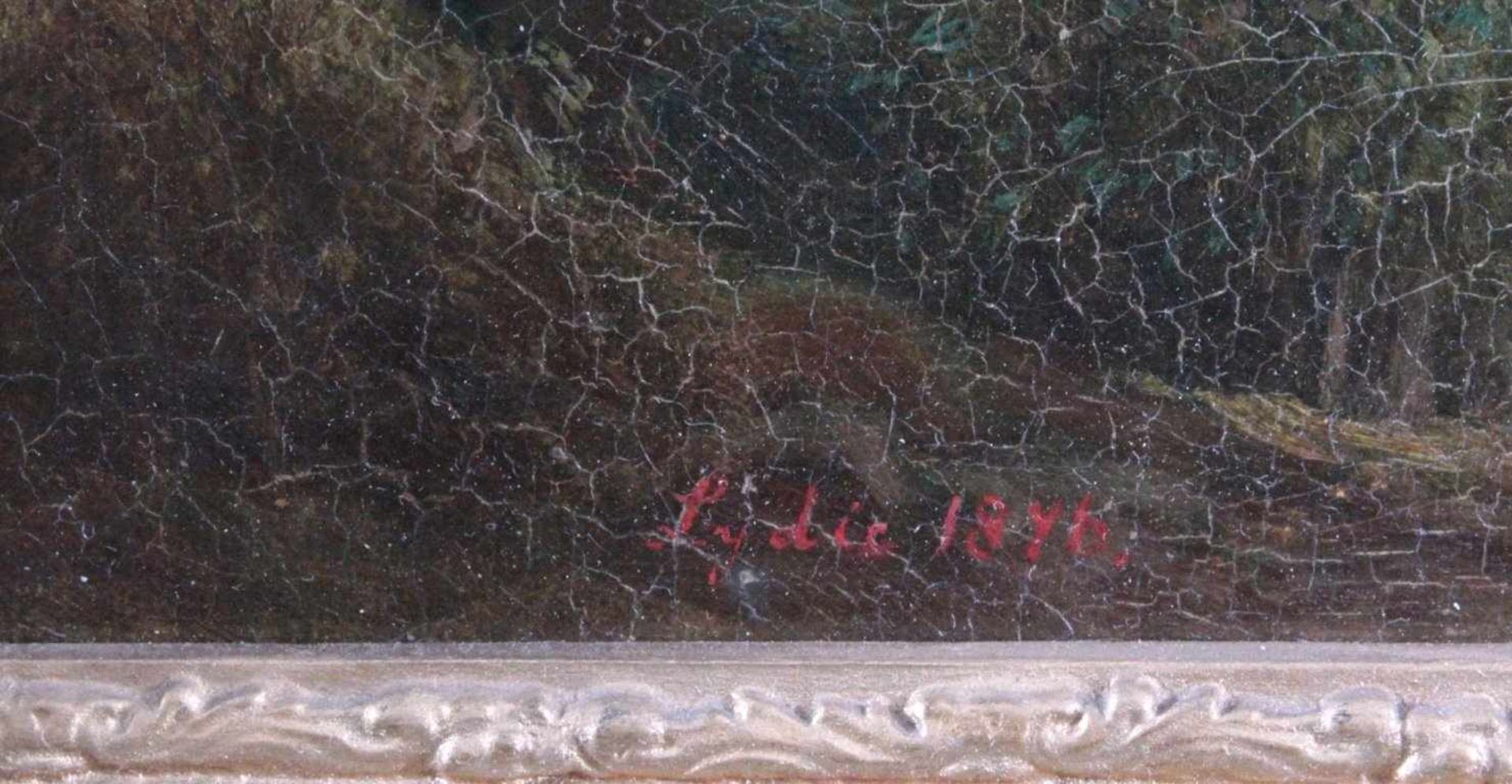 StadtansichtÖl/Hartfaser, links unten signiert, Lydie 1846, gerahmt, ca.24,5 x 30 cm. - Bild 3 aus 4
