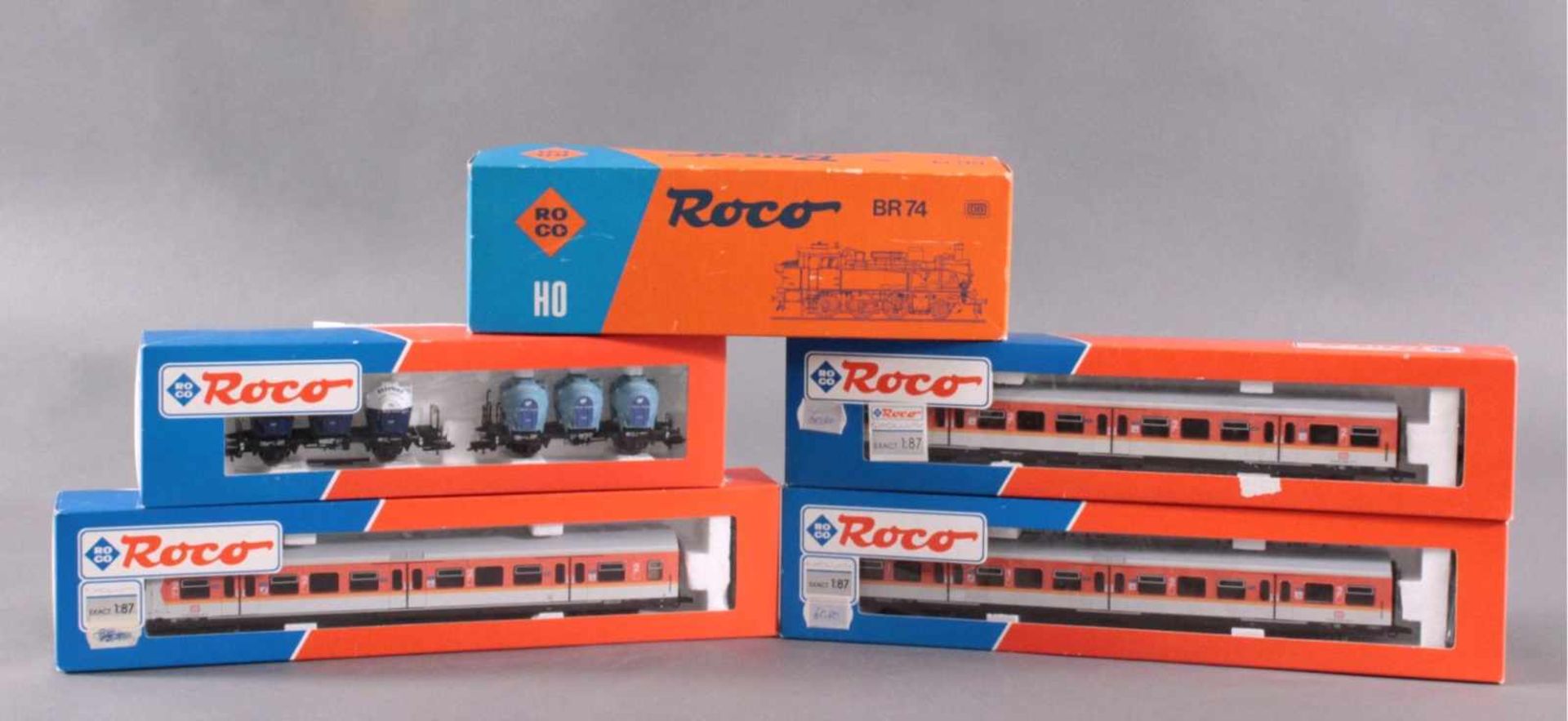 Roco Dampf-Lok 43271, 74 904 Spur H0 mit 4 WaggonsNeuwertig und in der Originalverpackung, Waggons - Bild 6 aus 6