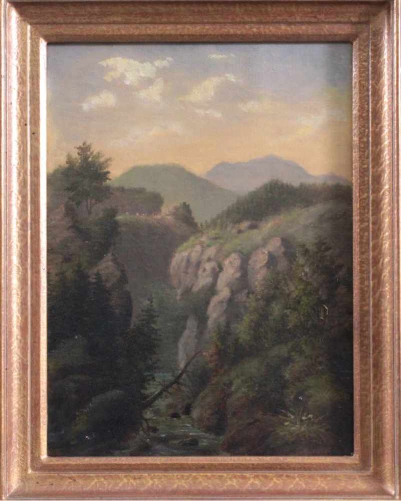 Sommerliche Flußlandschaft, unbekannter Künstler, 19. Jh.Öl auf Leinwand gemalt, unsigniert, ca.