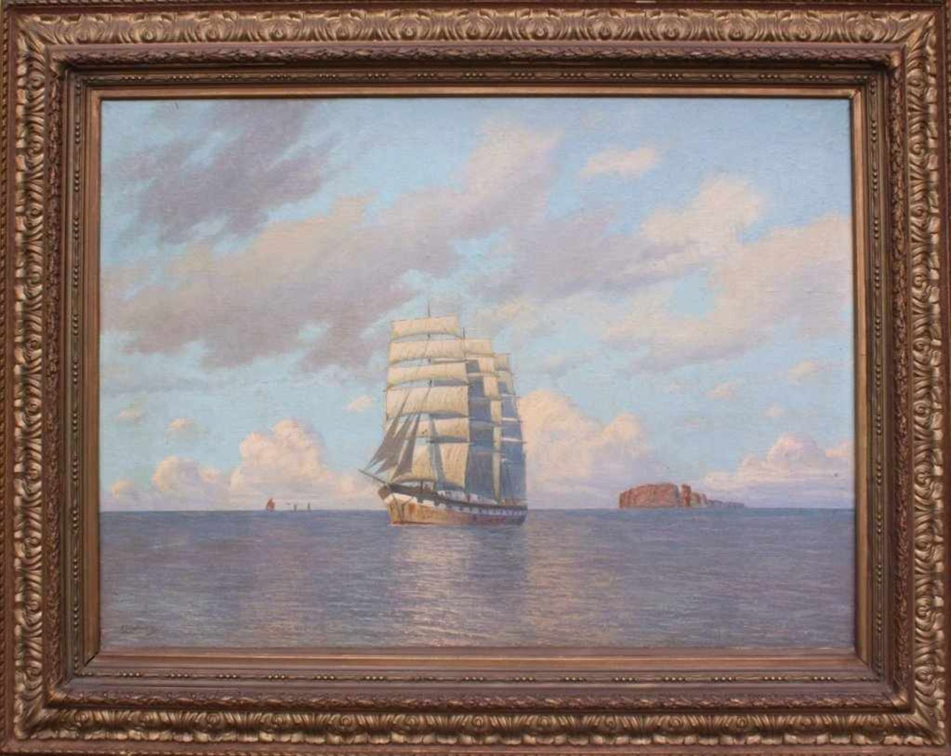 Franz Schaffner (1876-1951)Öl auf Leinwand gemalt und auf Holz aufgezogen. "Dreimasterauf See",