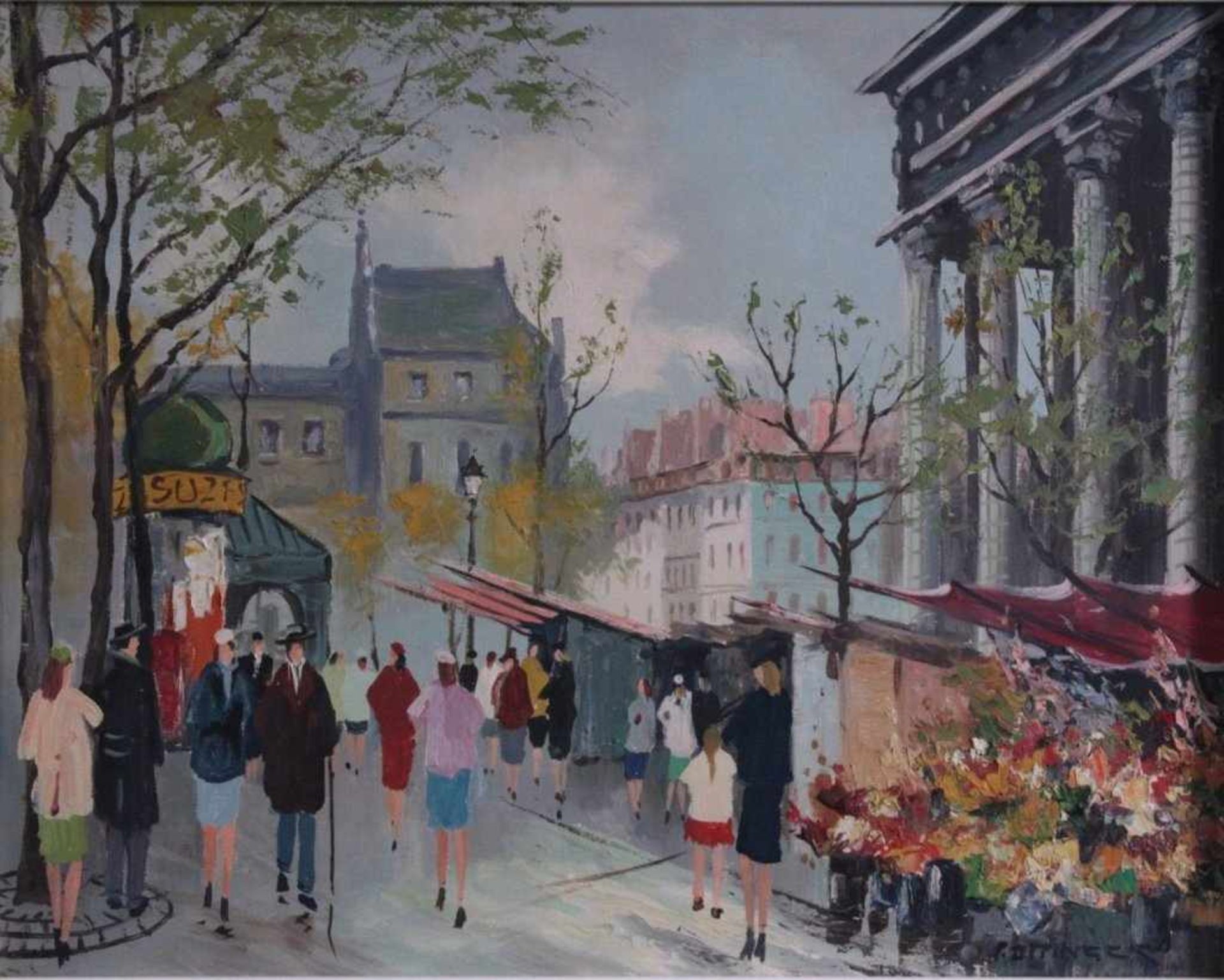 F. AttingerÖl auf Leinwand. "Paris, Madeleine (Blumenmarkt)", untenrechts signiert, ca. 40 x 50 - Bild 2 aus 5