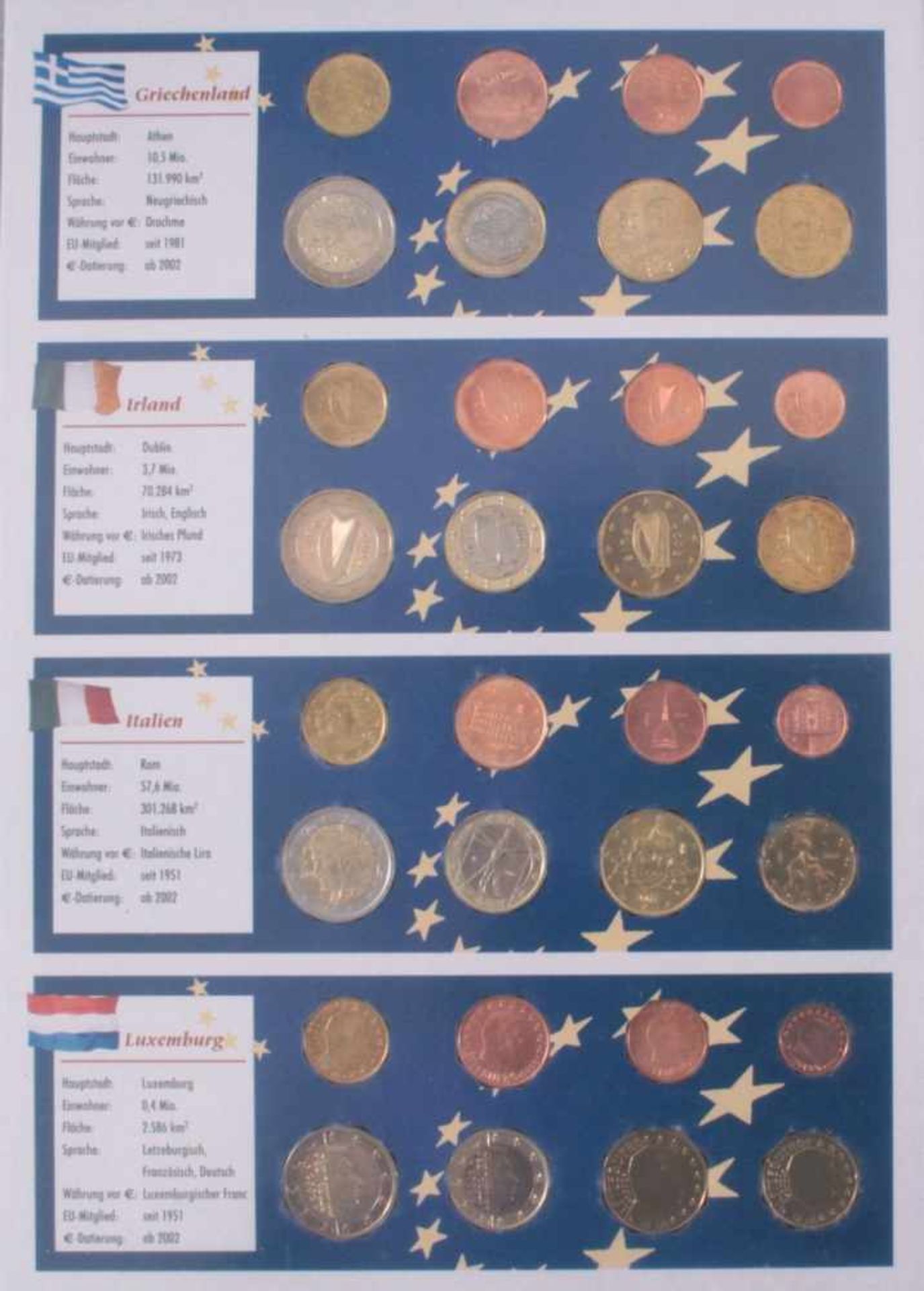 Der Euro 2002, alle 12 Euro Länder12 Kursmünzensätze, in Pappblistern. - Image 5 of 5