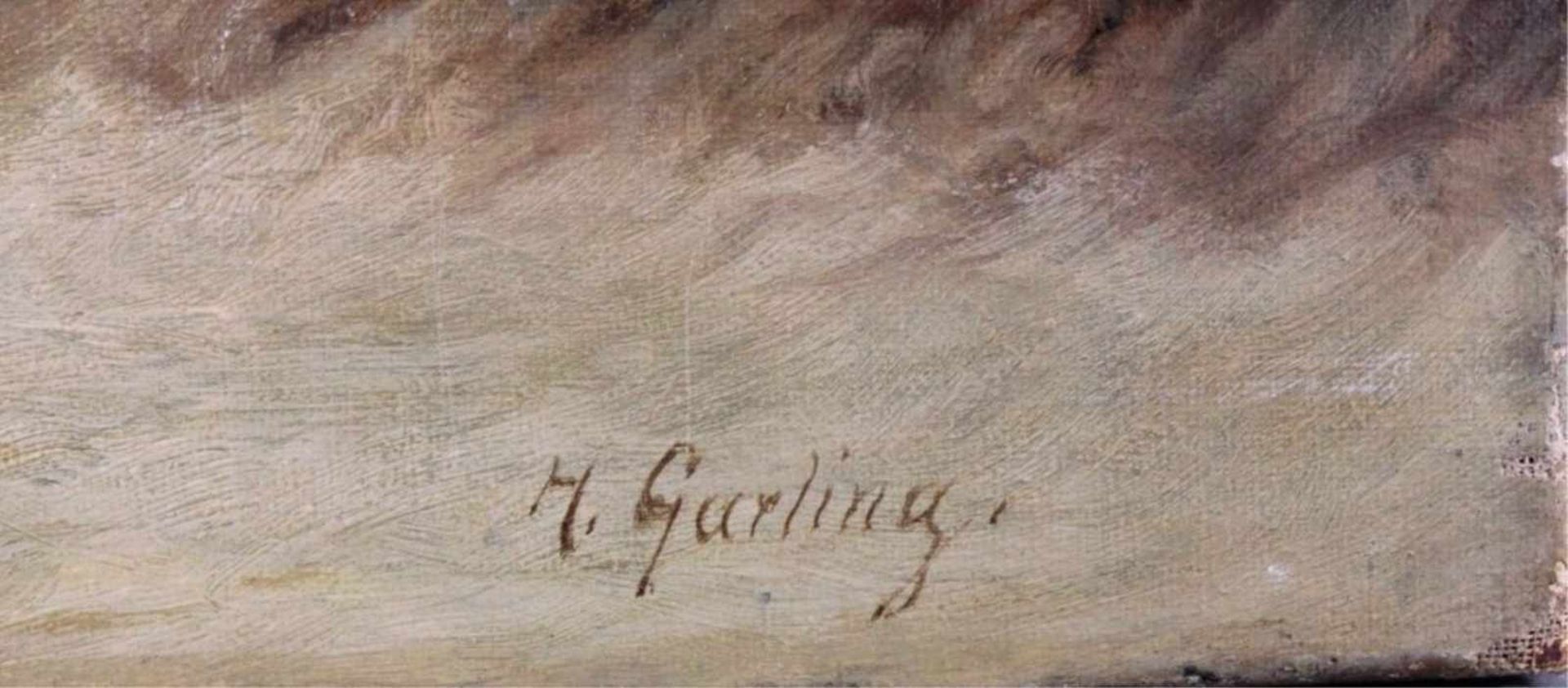 Hermann Garling (1892-1961)Küstenlandschaft mit Personenstaffage. Öl auf Leinwandgemalt, unten - Bild 5 aus 6