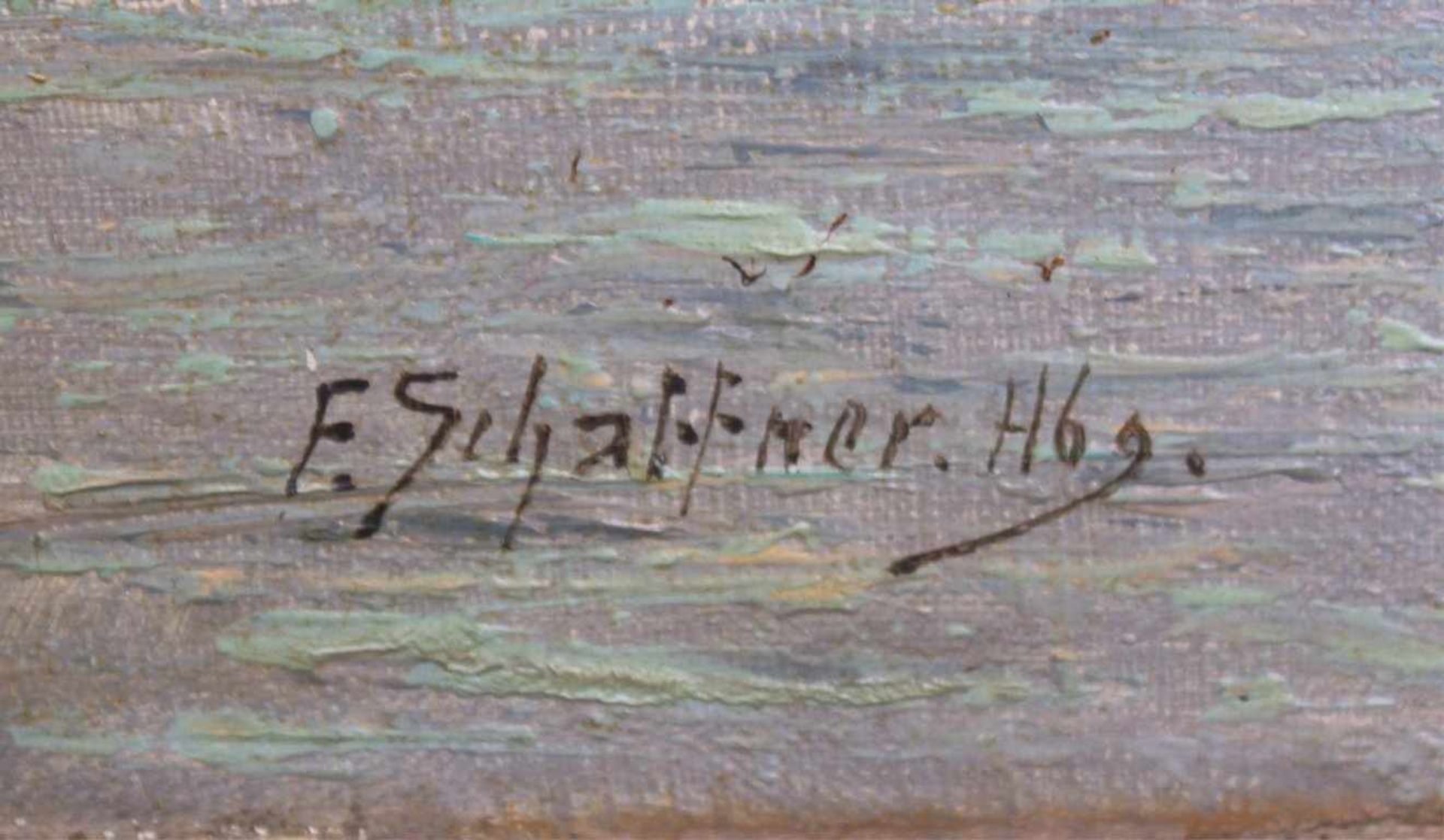 Franz Schaffner (1876-1951)Öl auf Leinwand gemalt und auf Holz aufgezogen. "Dreimasterauf See", - Bild 3 aus 6