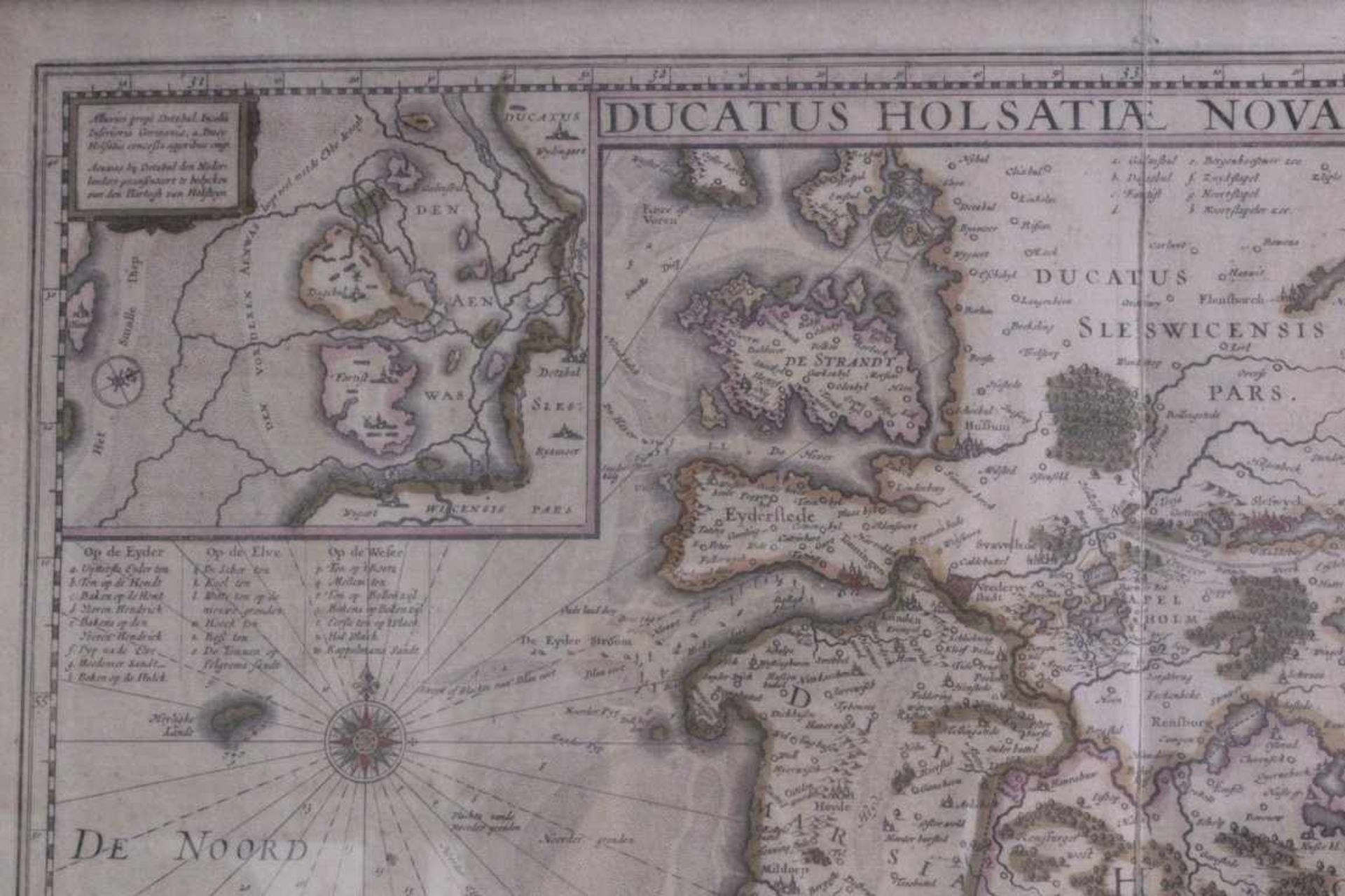 Herzogtum Holstein. Ducatus Holsatiae Nova TabulaAltkolorierter Kupferstich von H. Hondius bei - Bild 3 aus 7