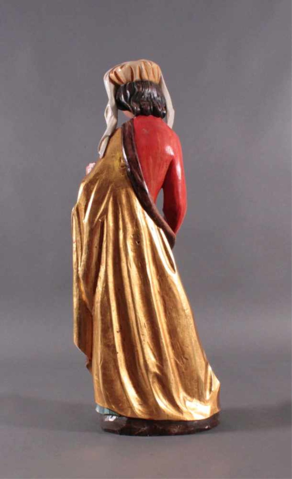 Sakraler Bildhauer des 19. Jh., "Heilige Barbara"Holz, vollplastisch geschnitzt, farbig, und - Bild 4 aus 7