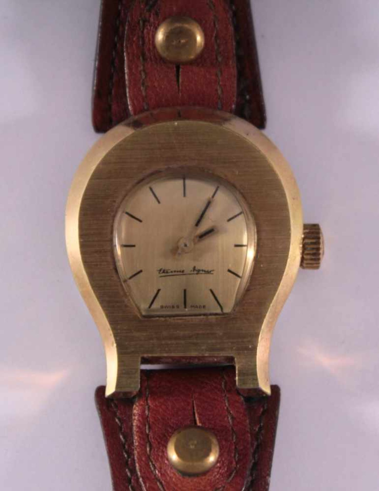 Etienne Aigner Damenarmbanduhr70er Jahre, Swiss Made, Hufeisen-Kultuhr, Lederband,funktion nicht - Bild 2 aus 5