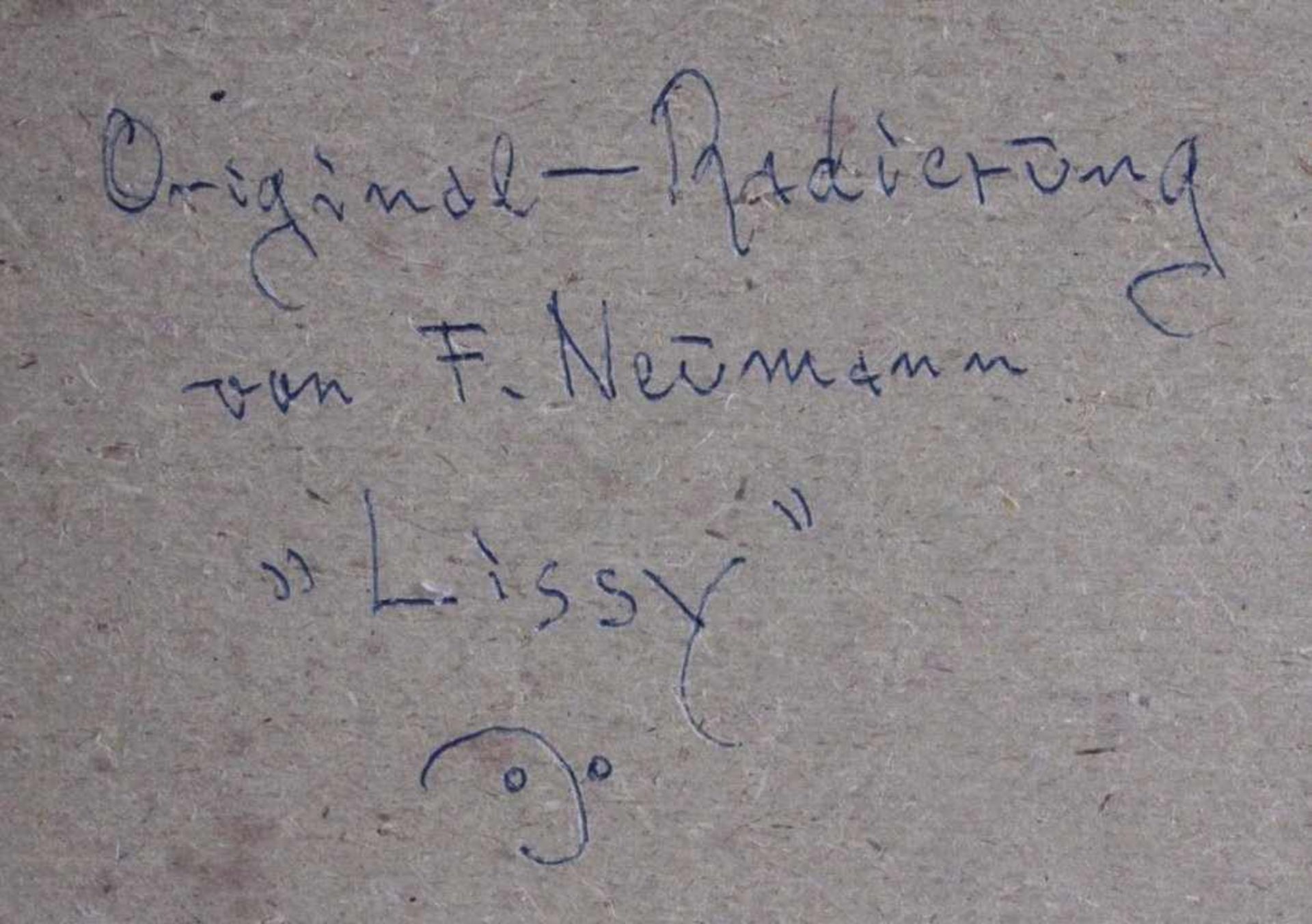 Fritz Neumann X-X, "Pferd Lissy", RadierungUnten rechts mit Bleistift signiert, verso betitelt, - Image 5 of 5