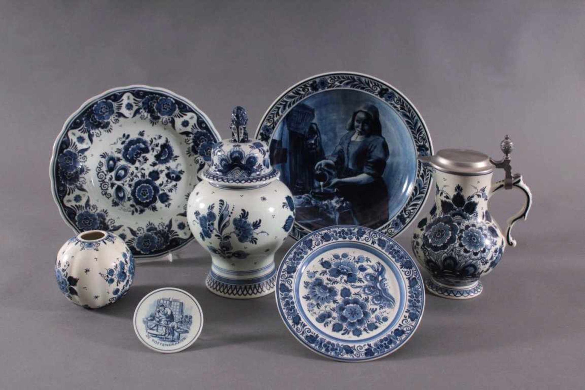 6-teiliges Keramik-Konvolut, DelftKeramik mit Blaumalerei. 5x gemarkt Koninklijke Goedewaagen- Blauw
