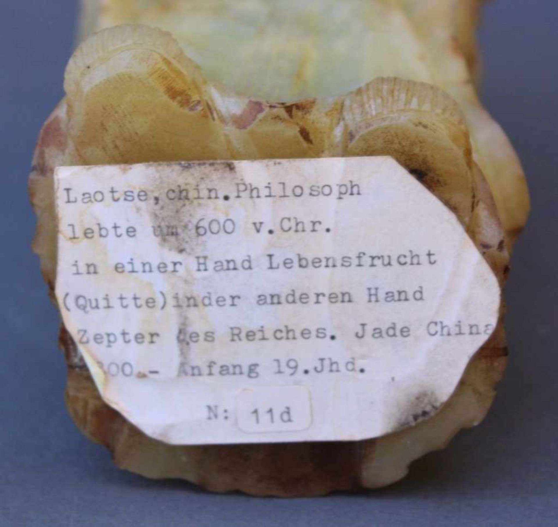 Jadeskulptur. Laotse, Anfang 19. JahrhundertVollplastische, Darstellung des legendären - Bild 5 aus 5