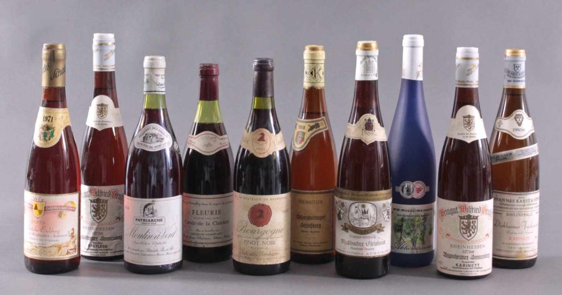 10 Flaschen Wein1x 1969er Schwabsburger Schloßberg, Natur Auslese.1x 969er Mußbacher Eselhaut,
