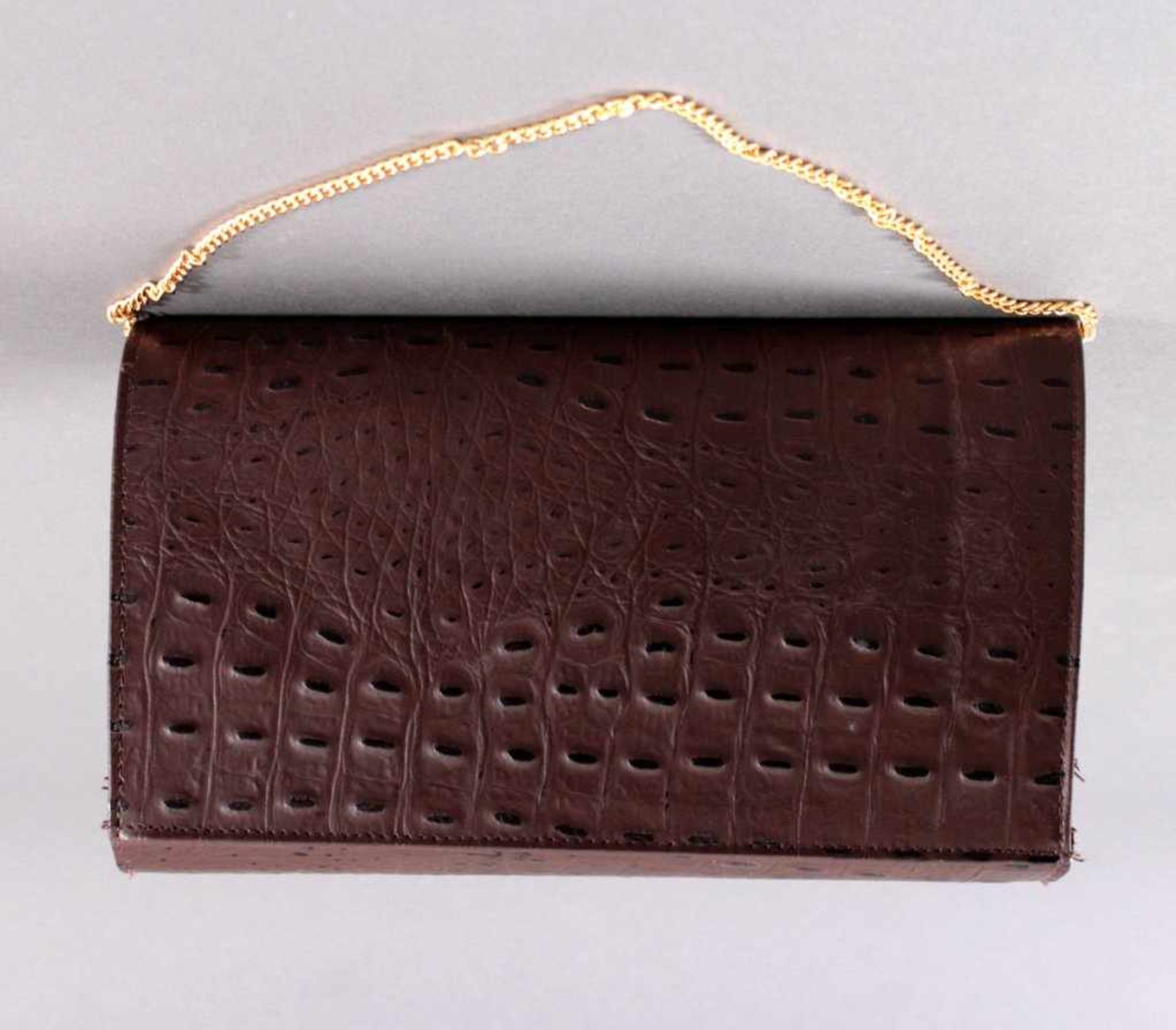Krokodilleder-TascheDamenhandtasche aus Krokodilleder, braun, mit KrokodilEmblem kleinem - Bild 2 aus 3