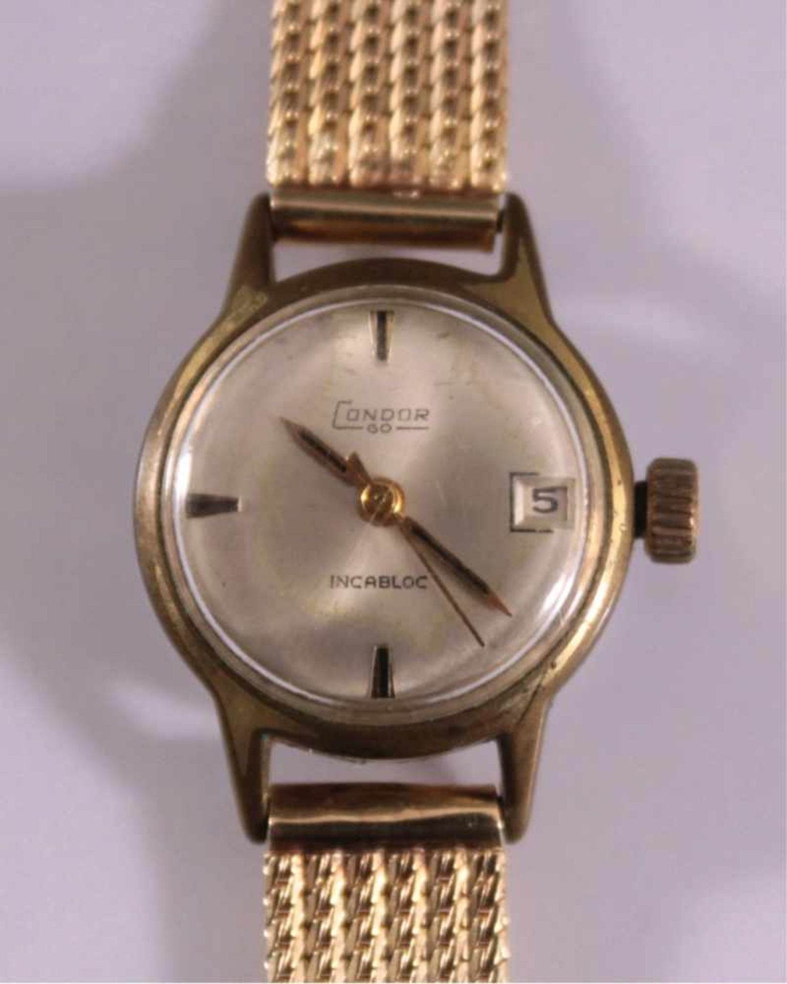 DamenarmbanduhrLondon Incabloc, Uhrwerksgehäuse vergoldet, sehr starkberieben, Funktion geprüft. - Bild 2 aus 6