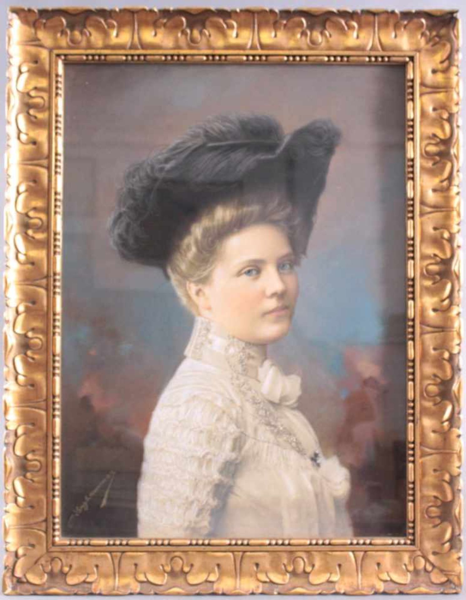 Damenbildnis des 19. JahrhundertGouache auf Karton, links unten signiert, F. Langhammer,ca. 64 x
