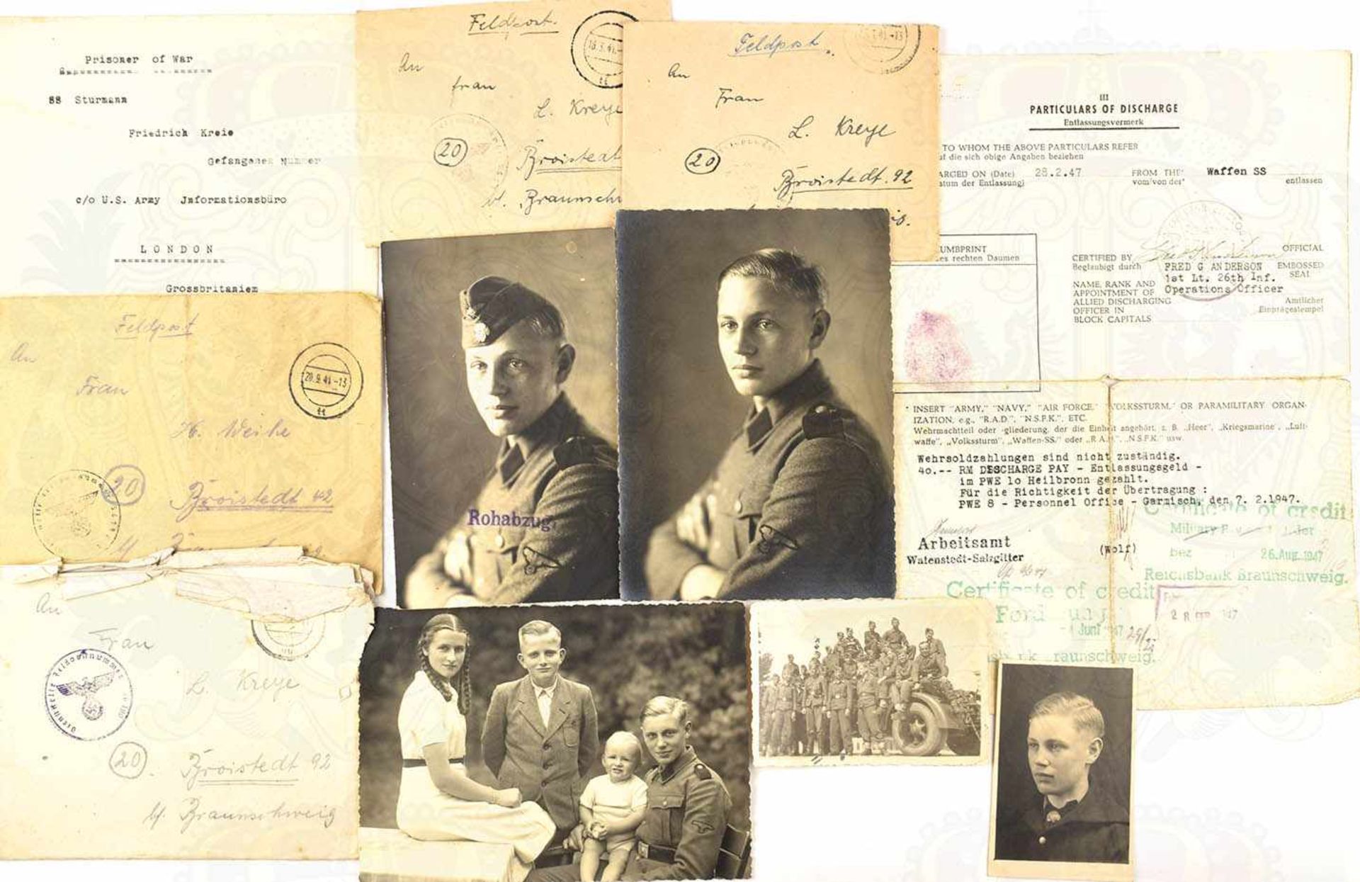 NACHLASS EINES STURMMANNS der Festungs-Stammtruppe des 89. Armeekorps, dabei: 5 Fotos, davon 2