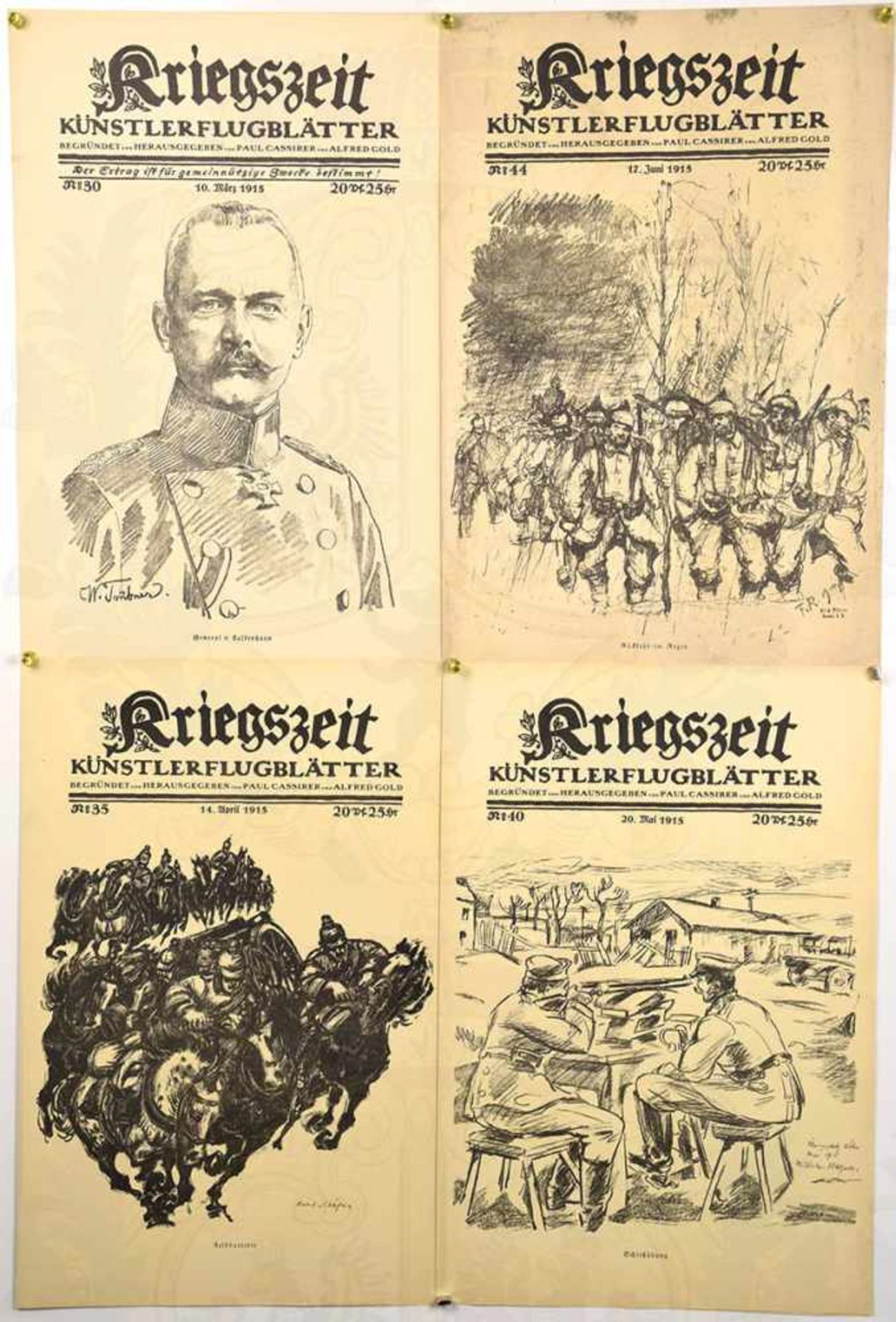 KRIEGSZEIT KÜNSTLERFLUGBLÄTTER, von Paul Cassirer u. Alfred Gold, 12 Ausgaben 1915, 1x Januar