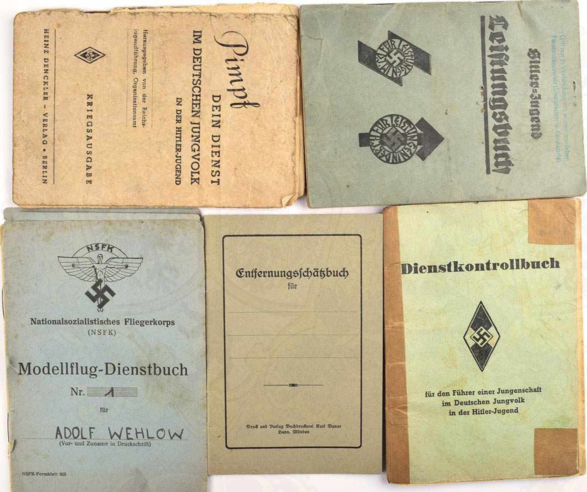 DOKUMENTENKONVOLUT EINES JUNGENSCHAFTS-FÜHRERS, 5 Teile, 1942-1944: Dienstbuch für Pimpfe,