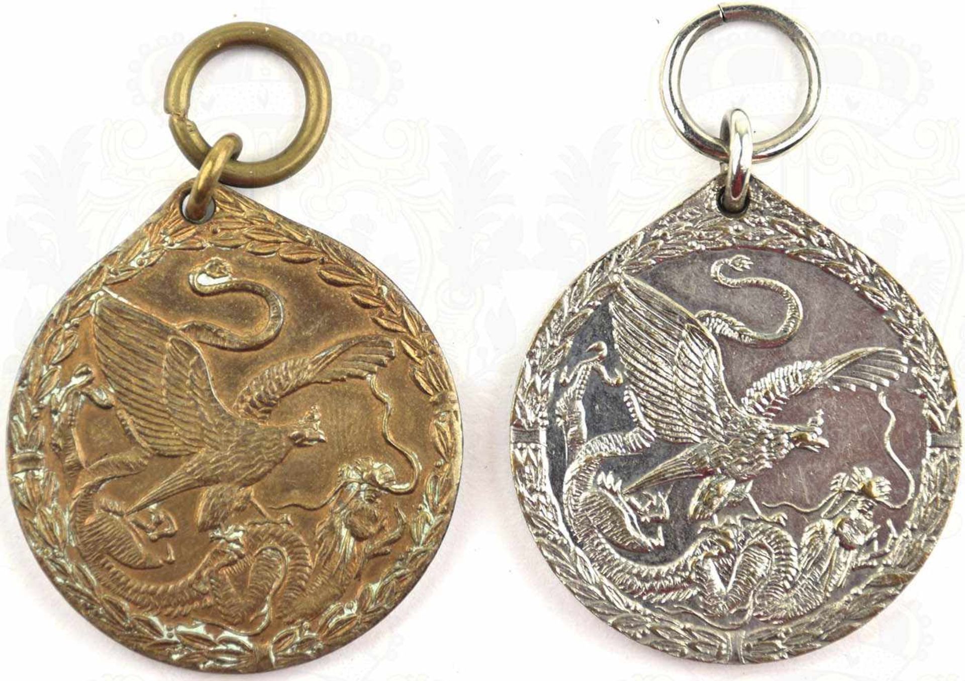 2 CHINA-DENKMÜNZEN 1901, für Kämpfer, Buntmetall m. geringen Resten der Vergoldung; dto. für - Bild 2 aus 2
