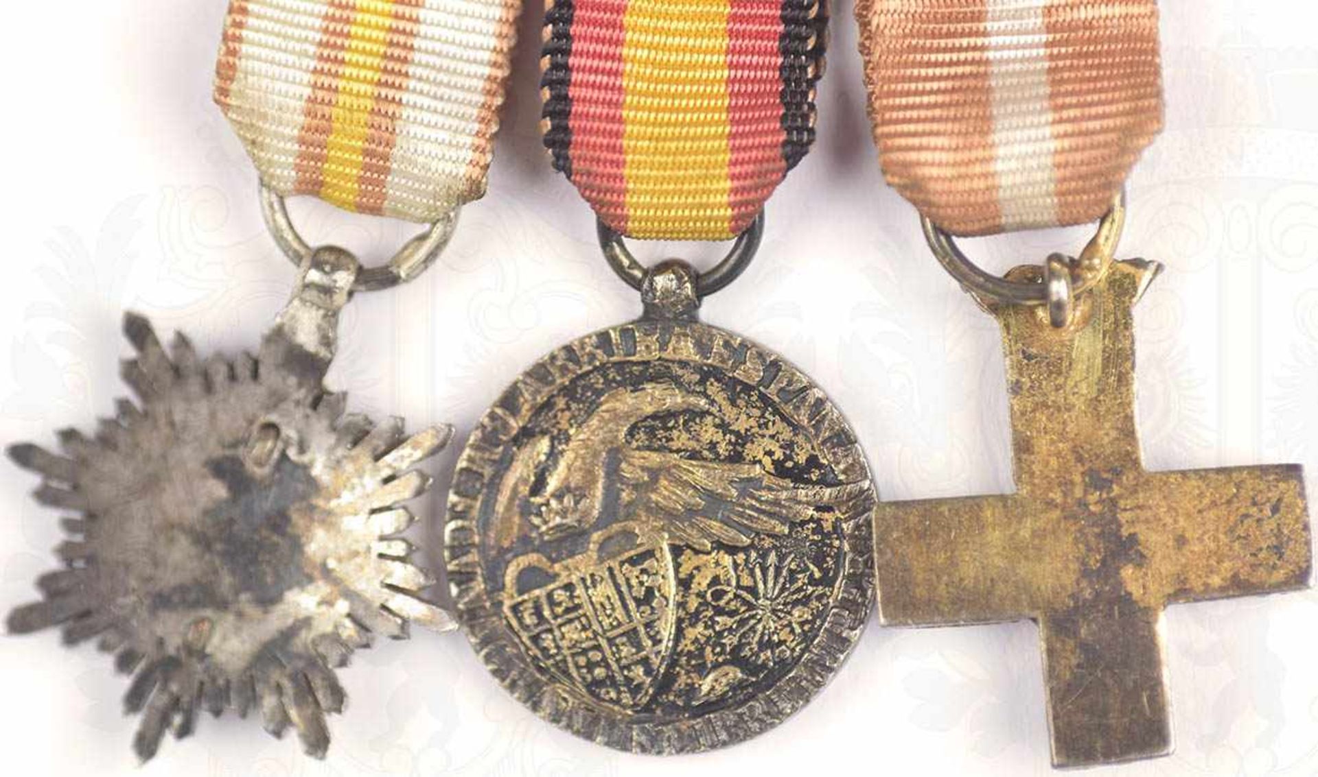 MINIATUR-ORDENSPANGE, Militärverdienstorden/Medaille de la Campagna/Siegeskreuz Cruz de Guerra, - Bild 3 aus 3