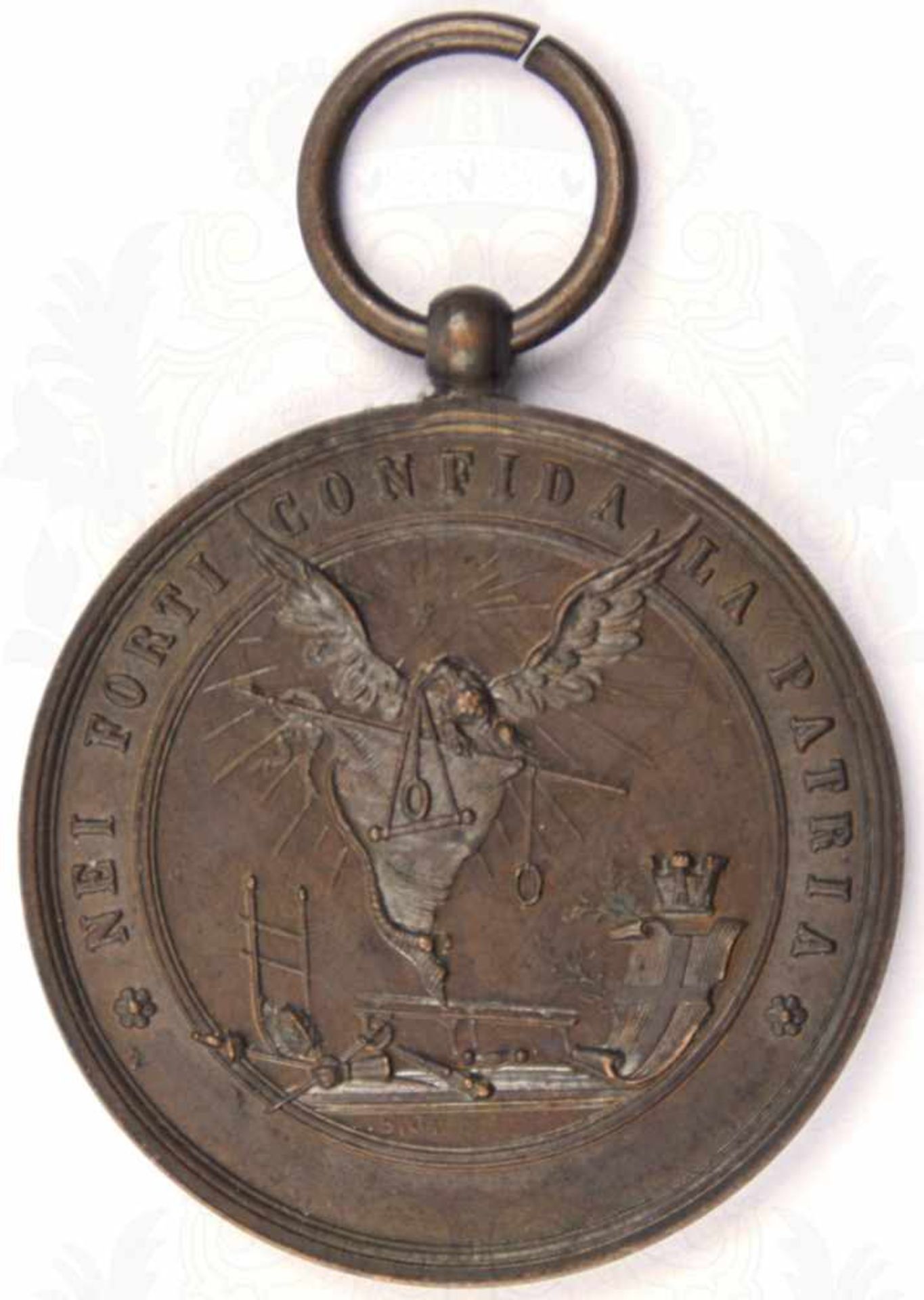 EHRENMEDAILLE einer militärischen (?) Sportschule, Udine 1899, Bronze, feinst geprägt, vs. Adler mit