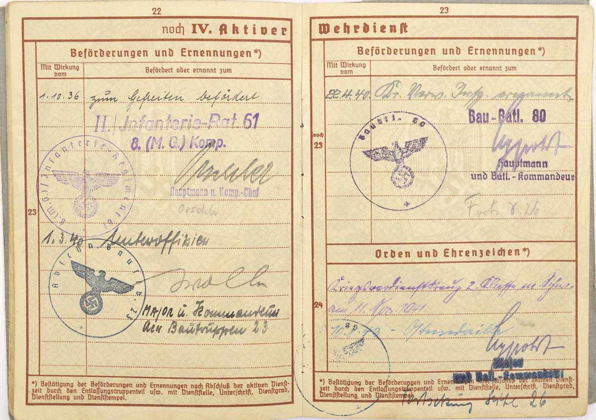 WEHRPASS FELDWEBELS GRENADIER-RGT. 366, (227. ID), Eintritt 1936 b. IR 61, gefallen 2.2. 1944 bei - Bild 3 aus 3