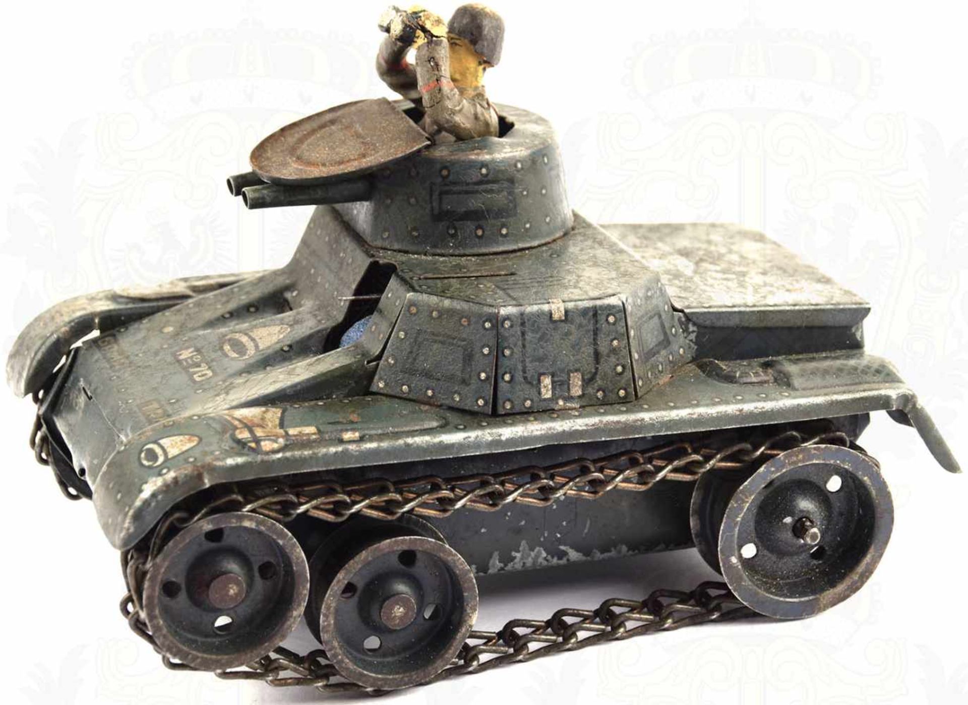 PANZERKAMPFWAGEN I, Eisenblech, dunkelgrün lackiert, Herst. „Gama Tank“, um 1936, bez. „Foreign“ ( - Bild 2 aus 2