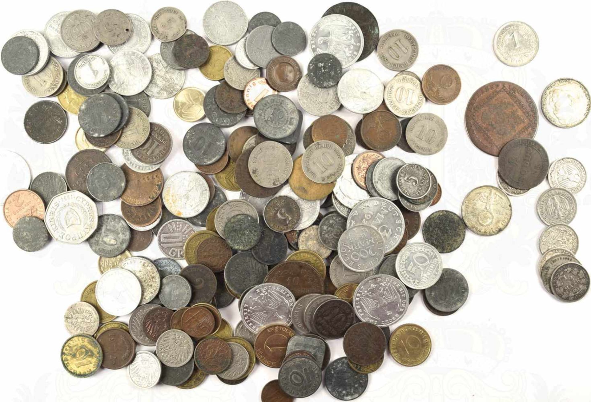 209 KLEINMÜNZEN, meist Deutschland 1873-1943, davon 6 St. Silber (4x 1/2 Mark, 2x 2 M.