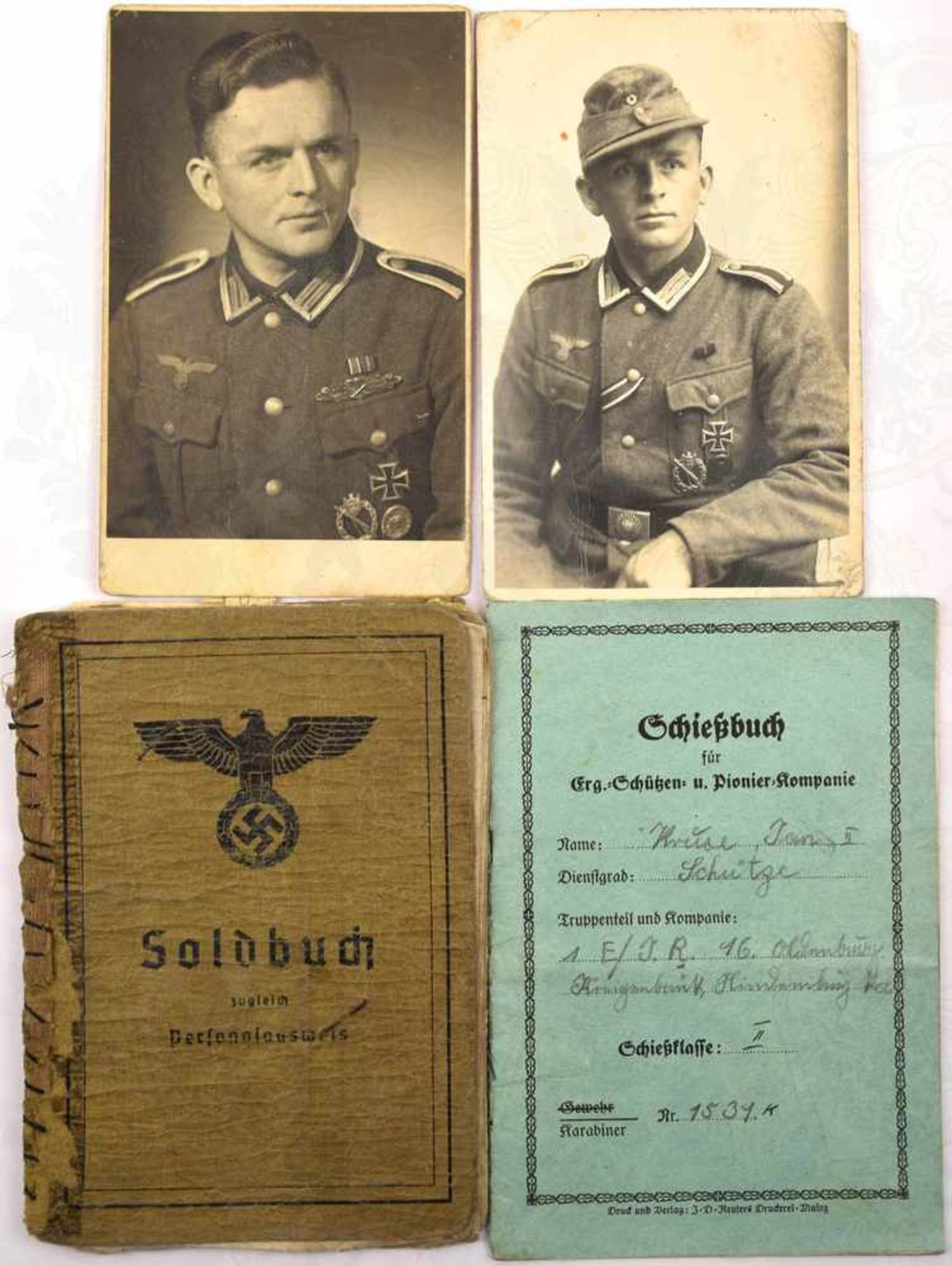 SOLDBUCH UND SCHIEßBUCH FELDWEBEL, 2. Komp-/Grenadier-Regiment 424 der 126. Infanterie-Division,